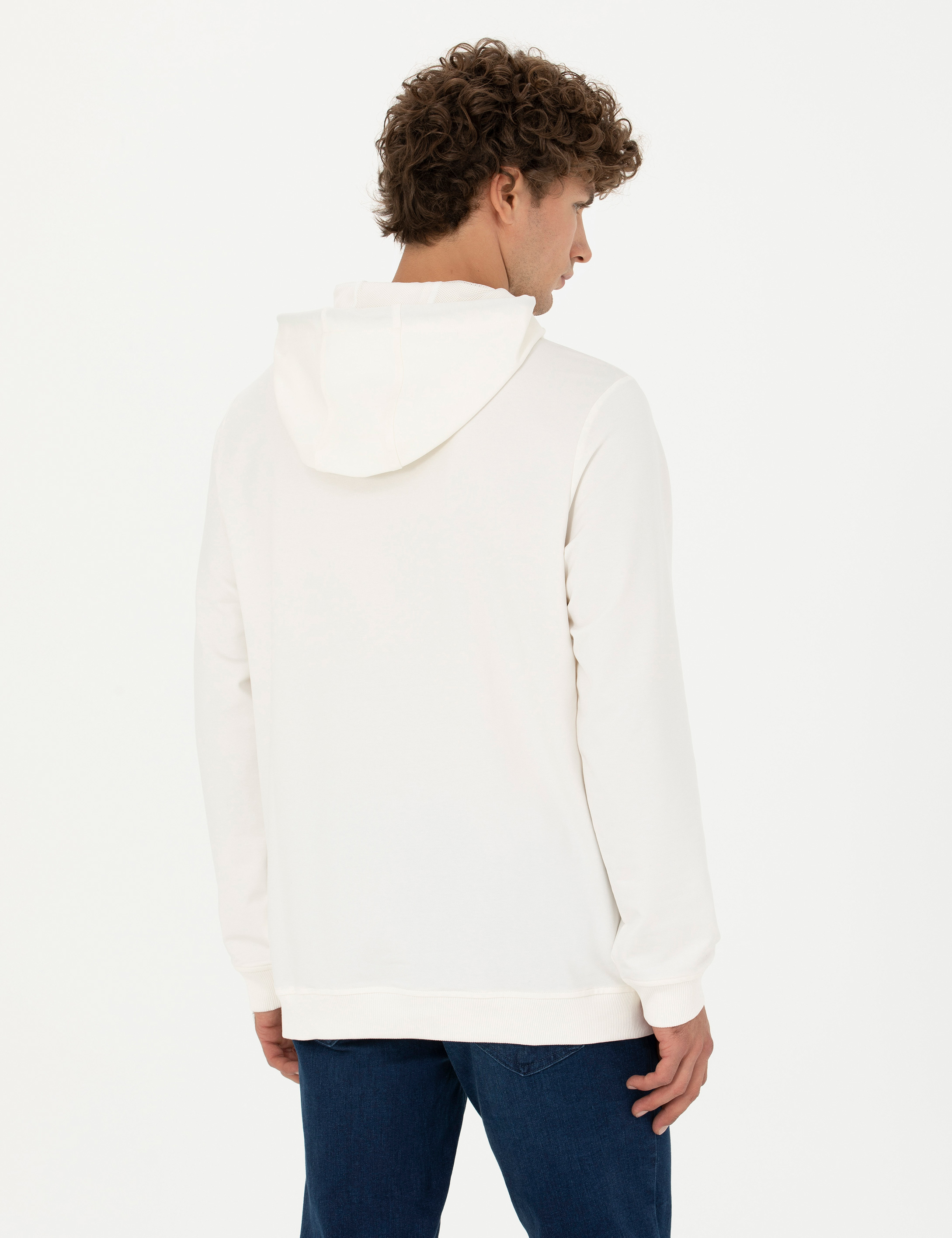 Pierre Cardin Ekru 2 İplik Regular Fit Kapüşonlu Sweatshirt görsel 5