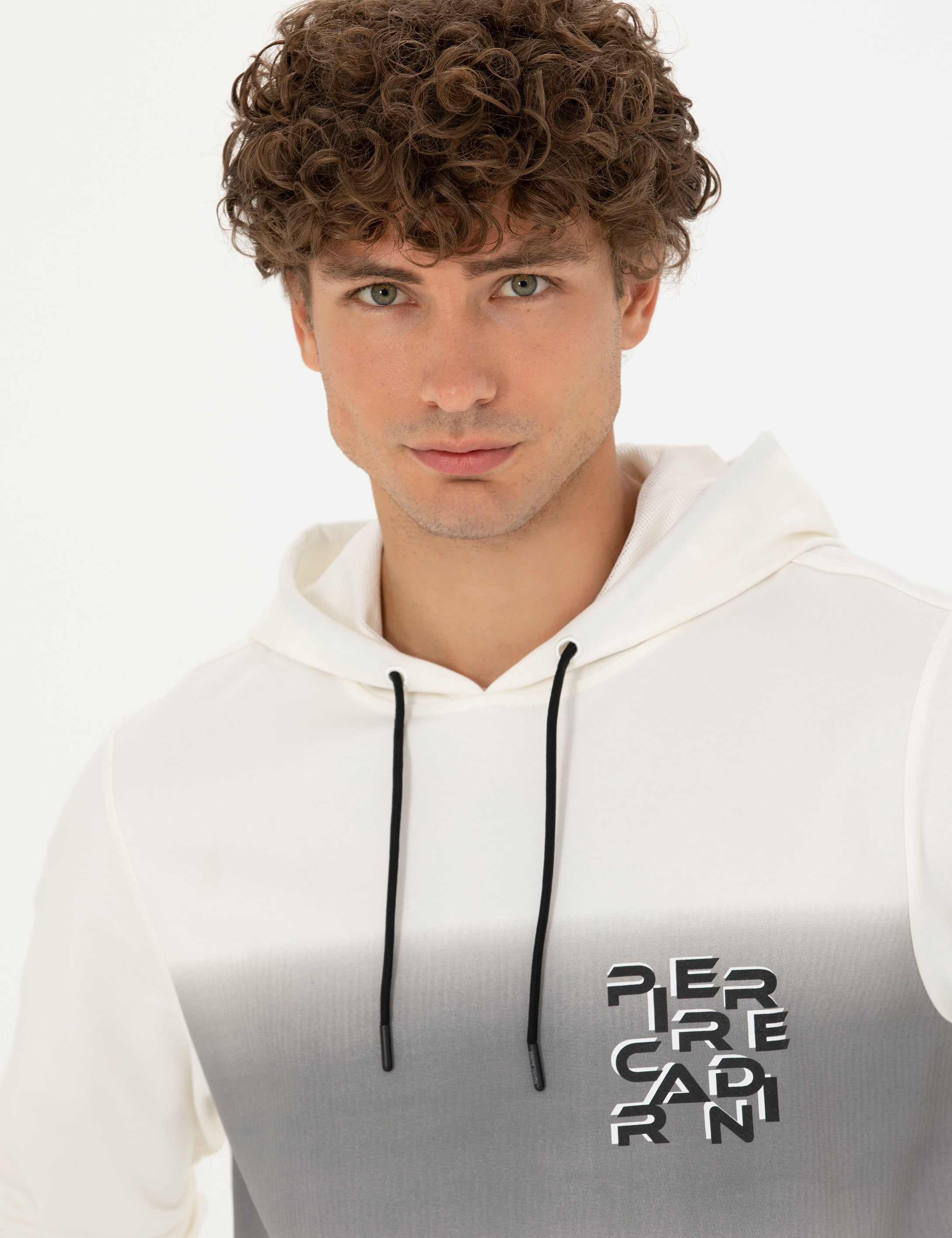 Ekru 2 İplik Regular Fit Kapüşonlu Sweatshirt - Image 2