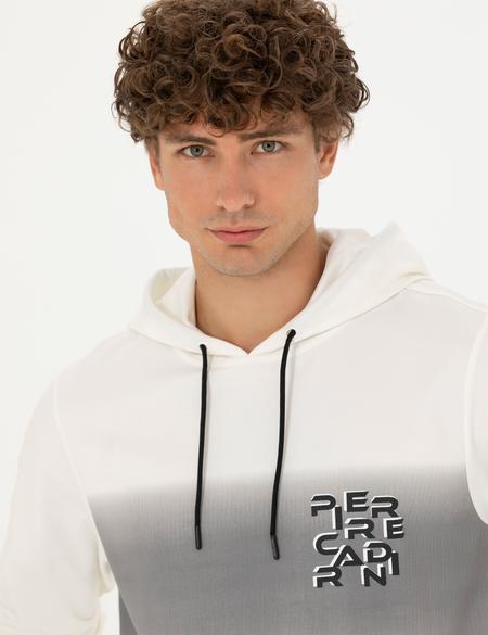 Ekru 2 İplik Regular Fit Kapüşonlu Sweatshirt - 50272827013