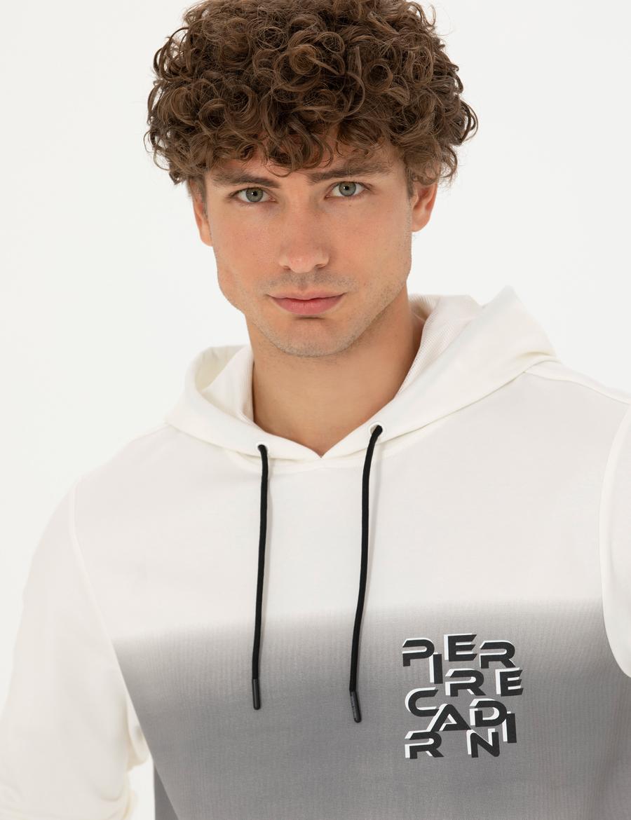 Ekru 2 İplik Regular Fit Kapüşonlu Sweatshirt