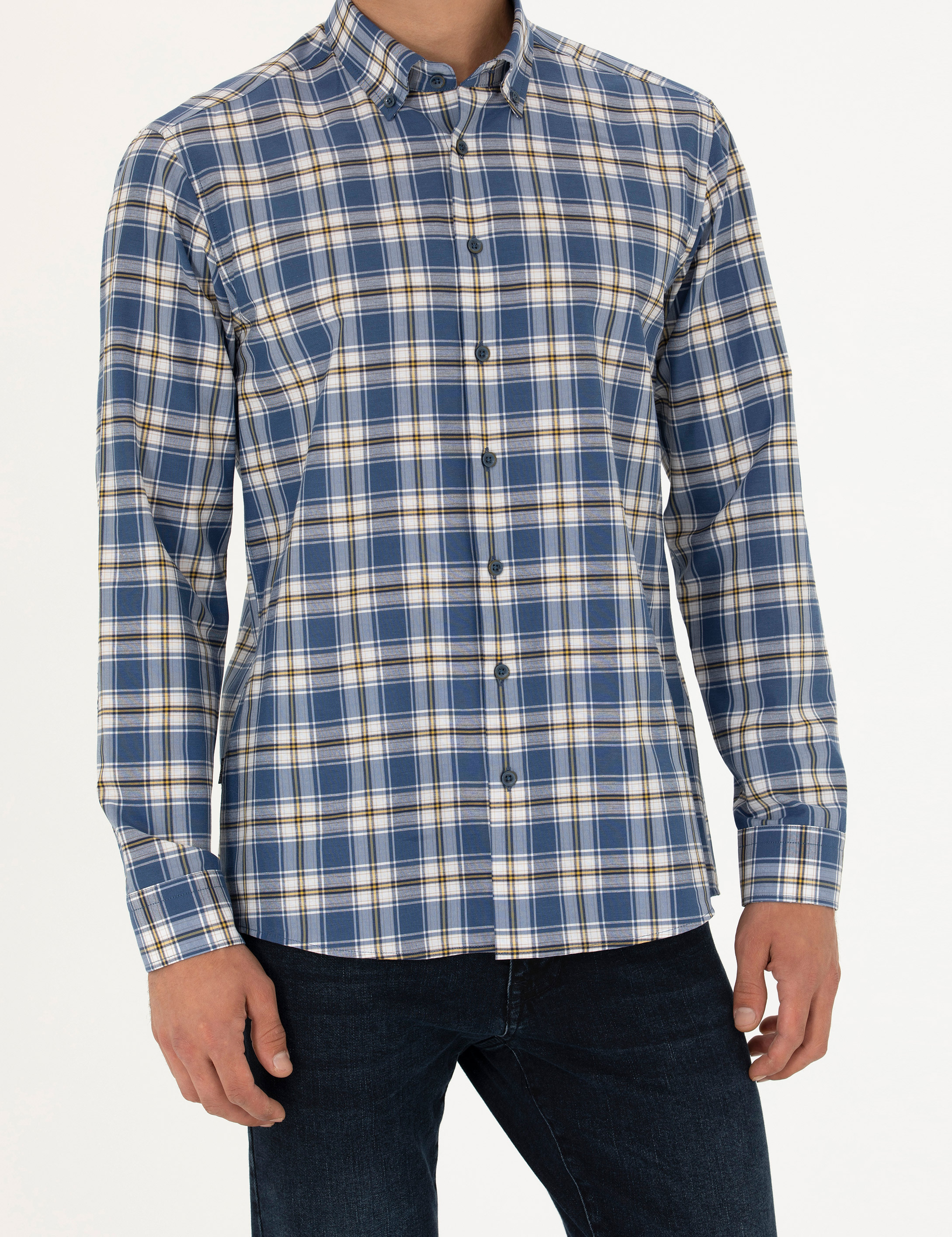 Lacivert Slim Fit Uzun Kollu Gömlek - Image 6
