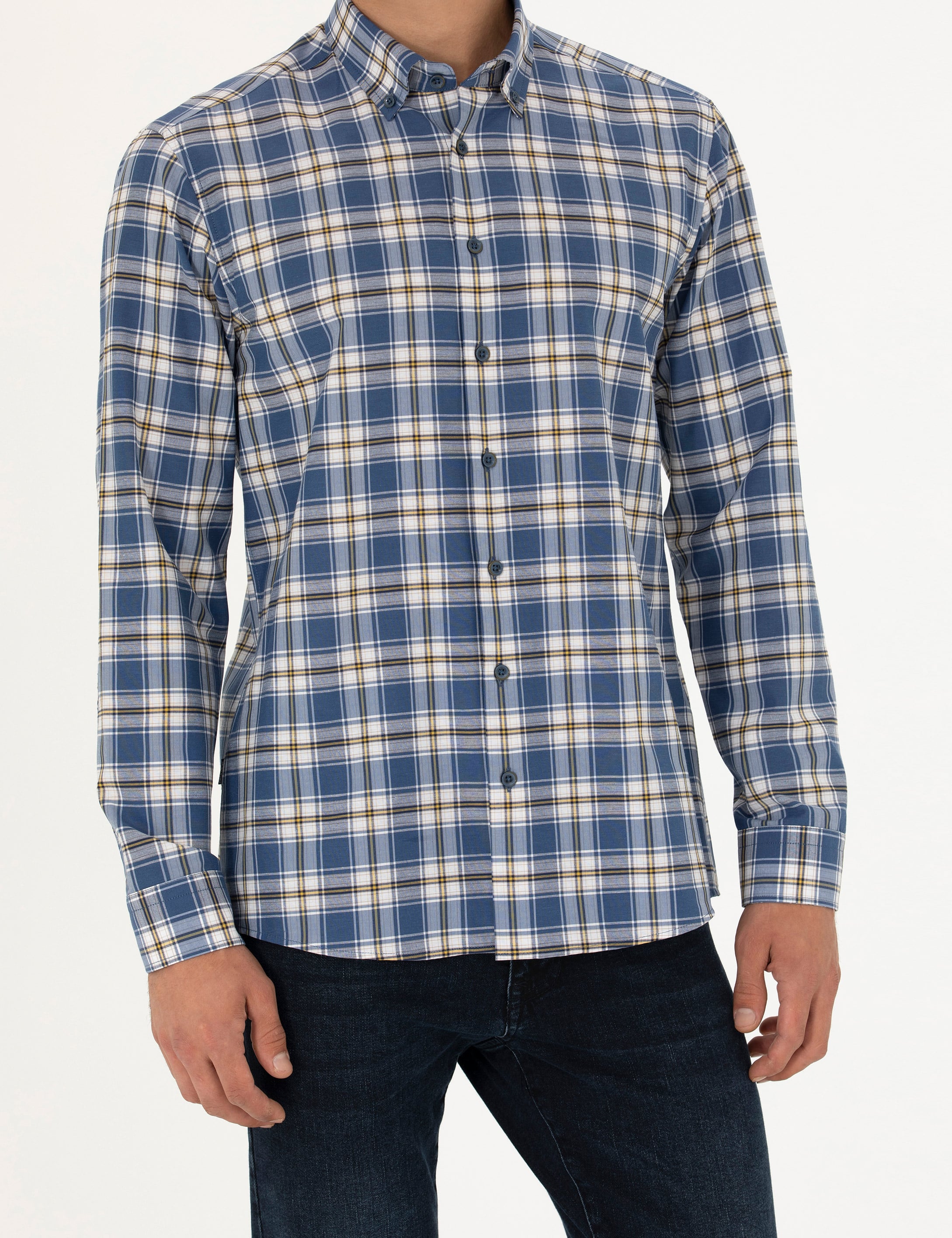 Lacivert Slim Fit Uzun Kollu Gömlek