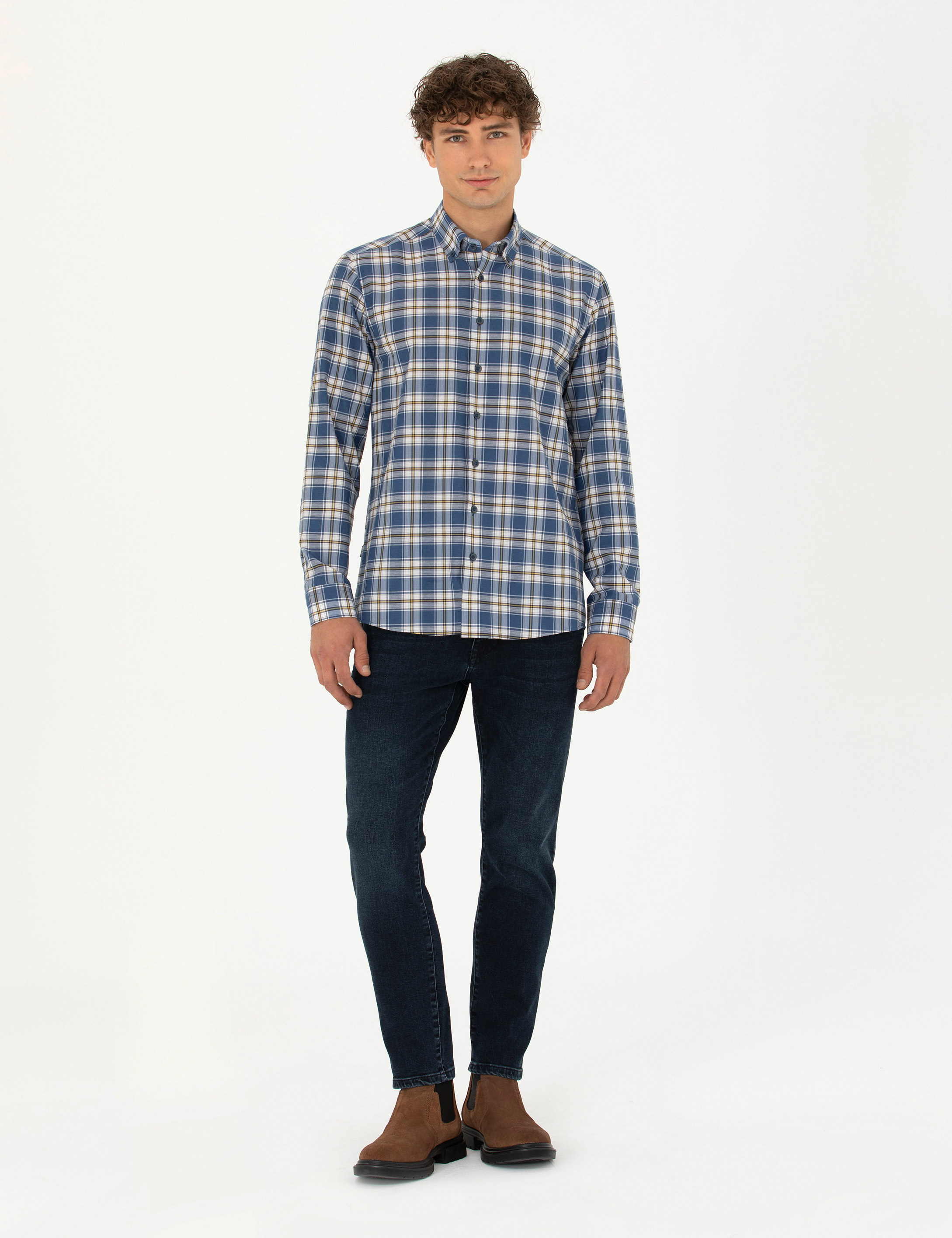 Lacivert Slim Fit Uzun Kollu Gömlek - Image 4