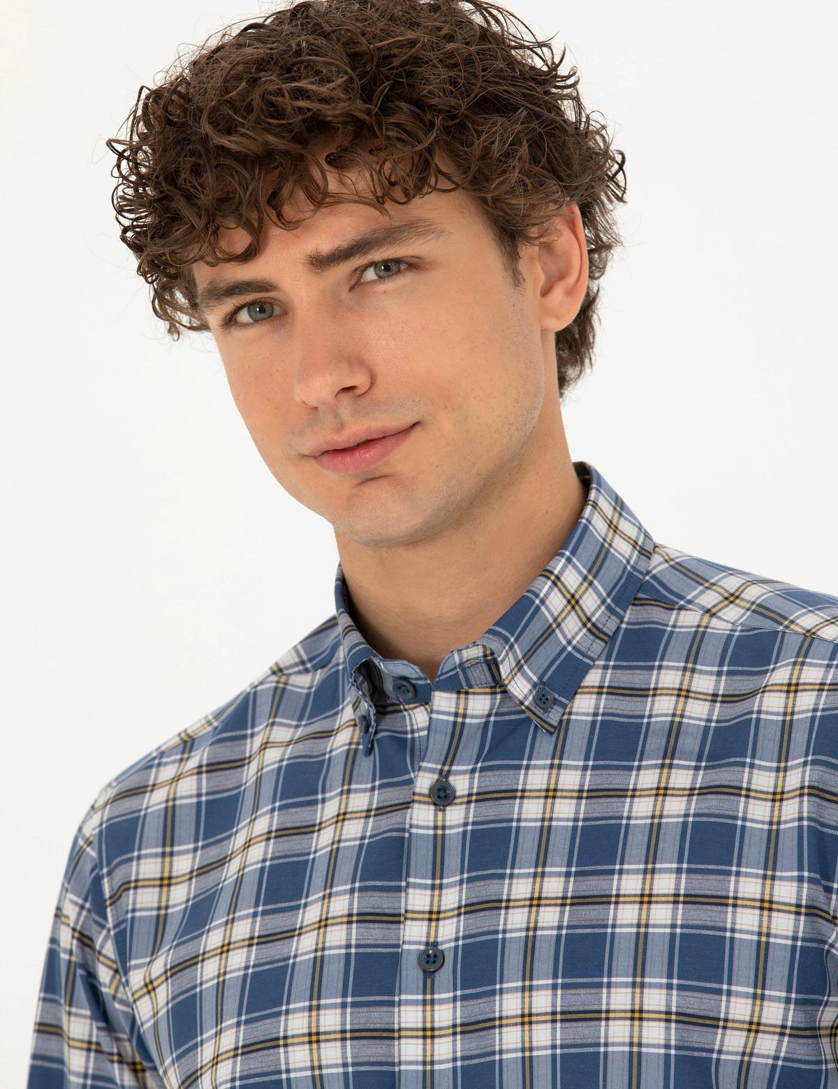 Lacivert Slim Fit Uzun Kollu Gömlek - 50277446016