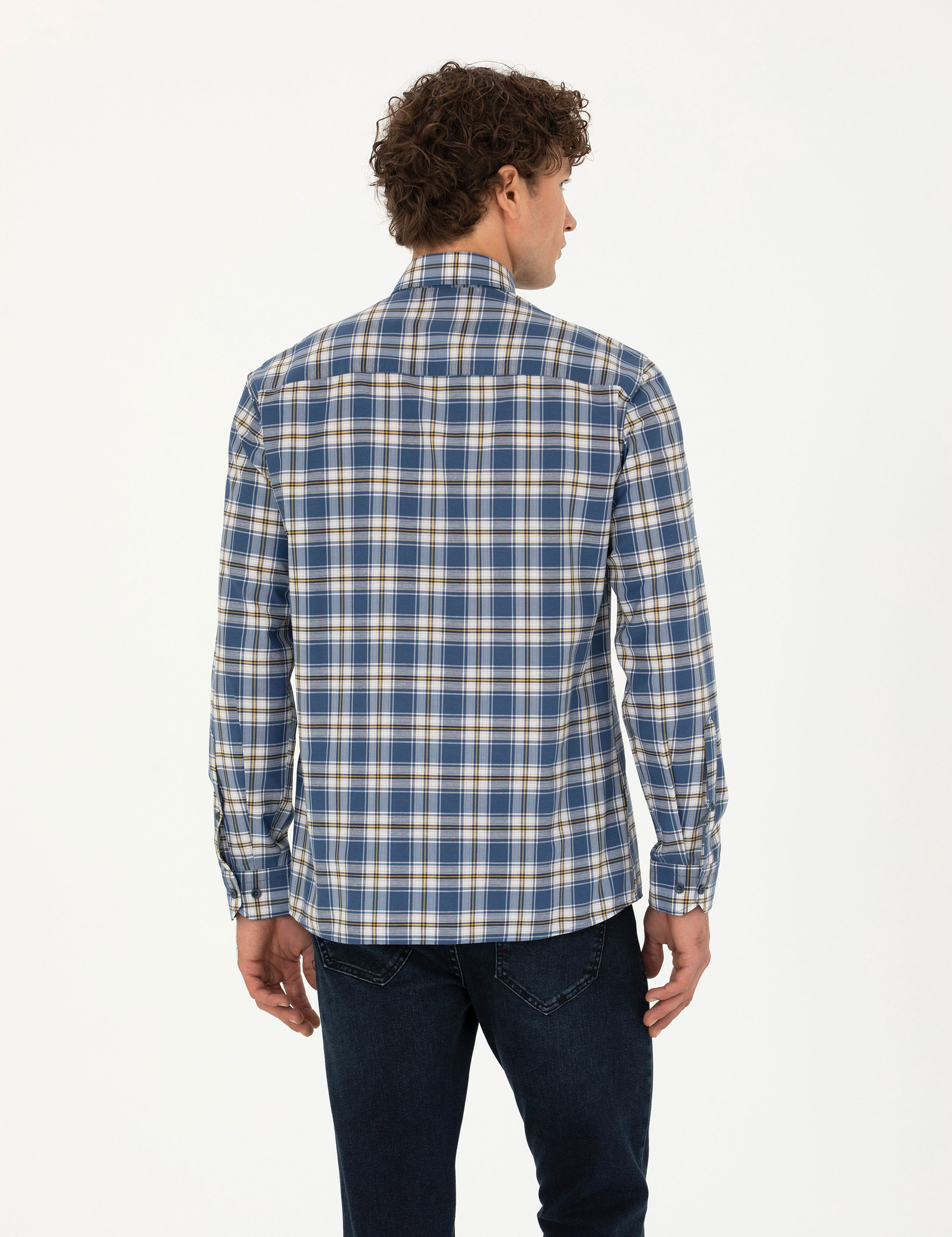 Lacivert Slim Fit Uzun Kollu Gömlek