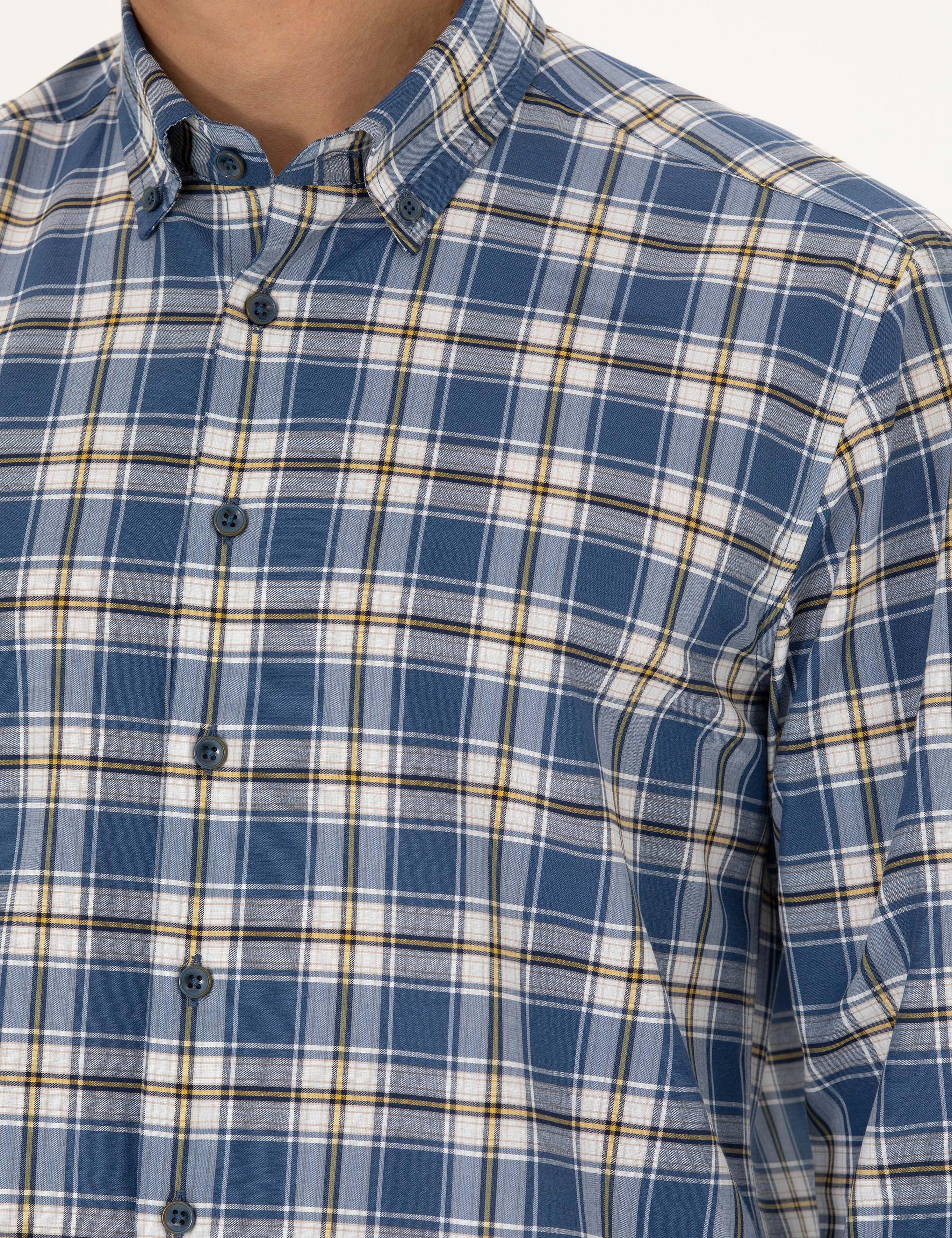 Lacivert Slim Fit Uzun Kollu Gömlek