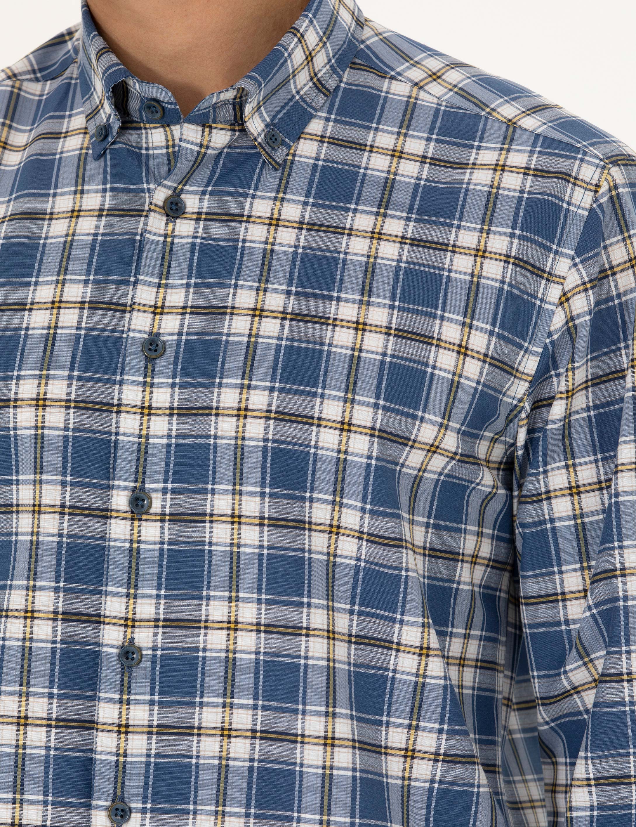 Lacivert Slim Fit Uzun Kollu Gömlek - Image 7