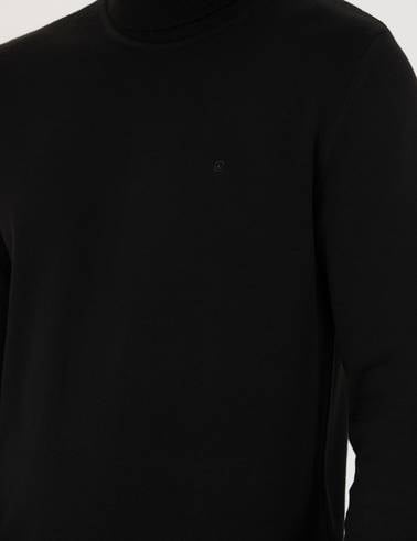 Siyah Slim Fit Balıkçı Yaka Basic Triko Kazak