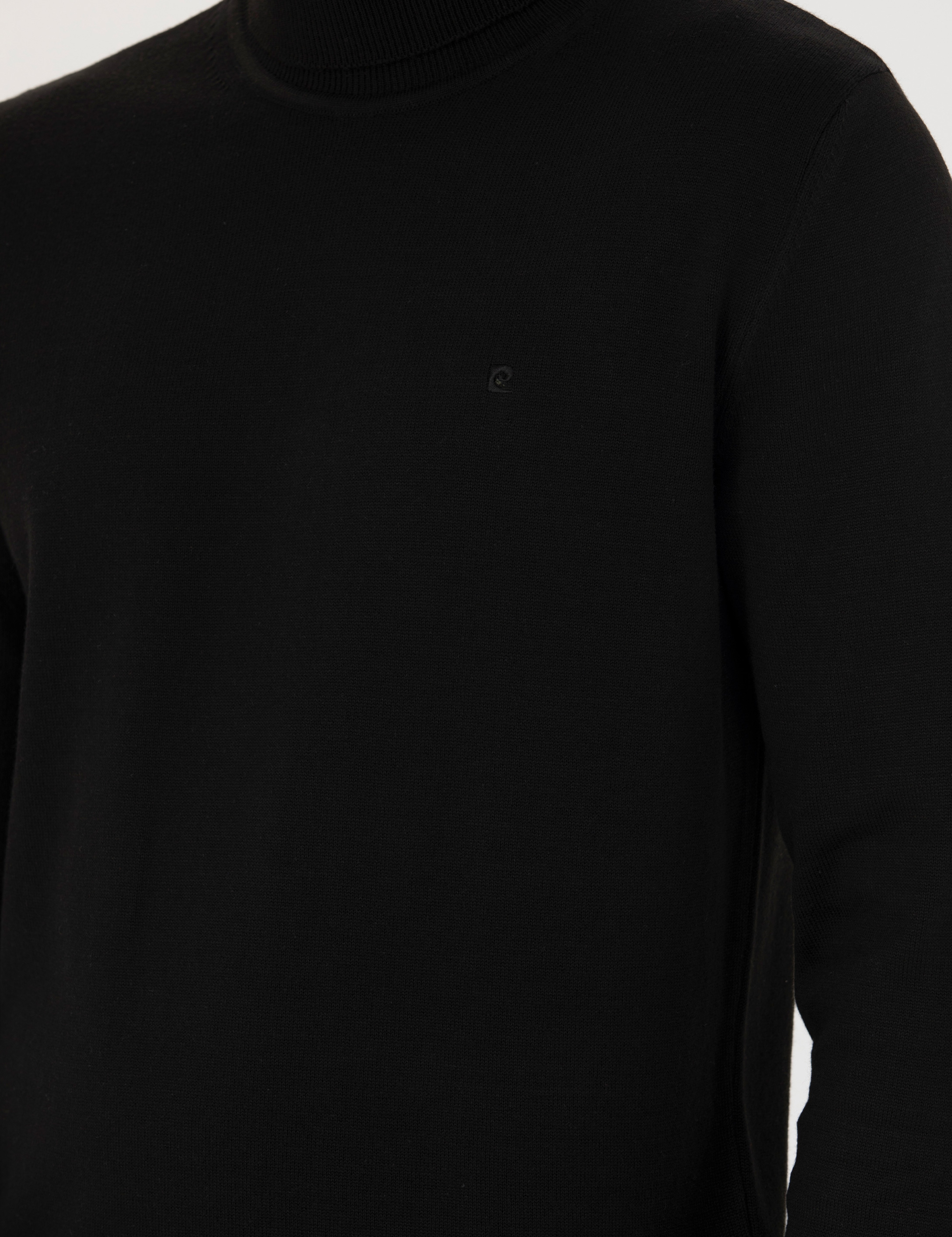 Siyah Slim Fit Balıkçı Yaka Basic Triko Kazak - Image 7