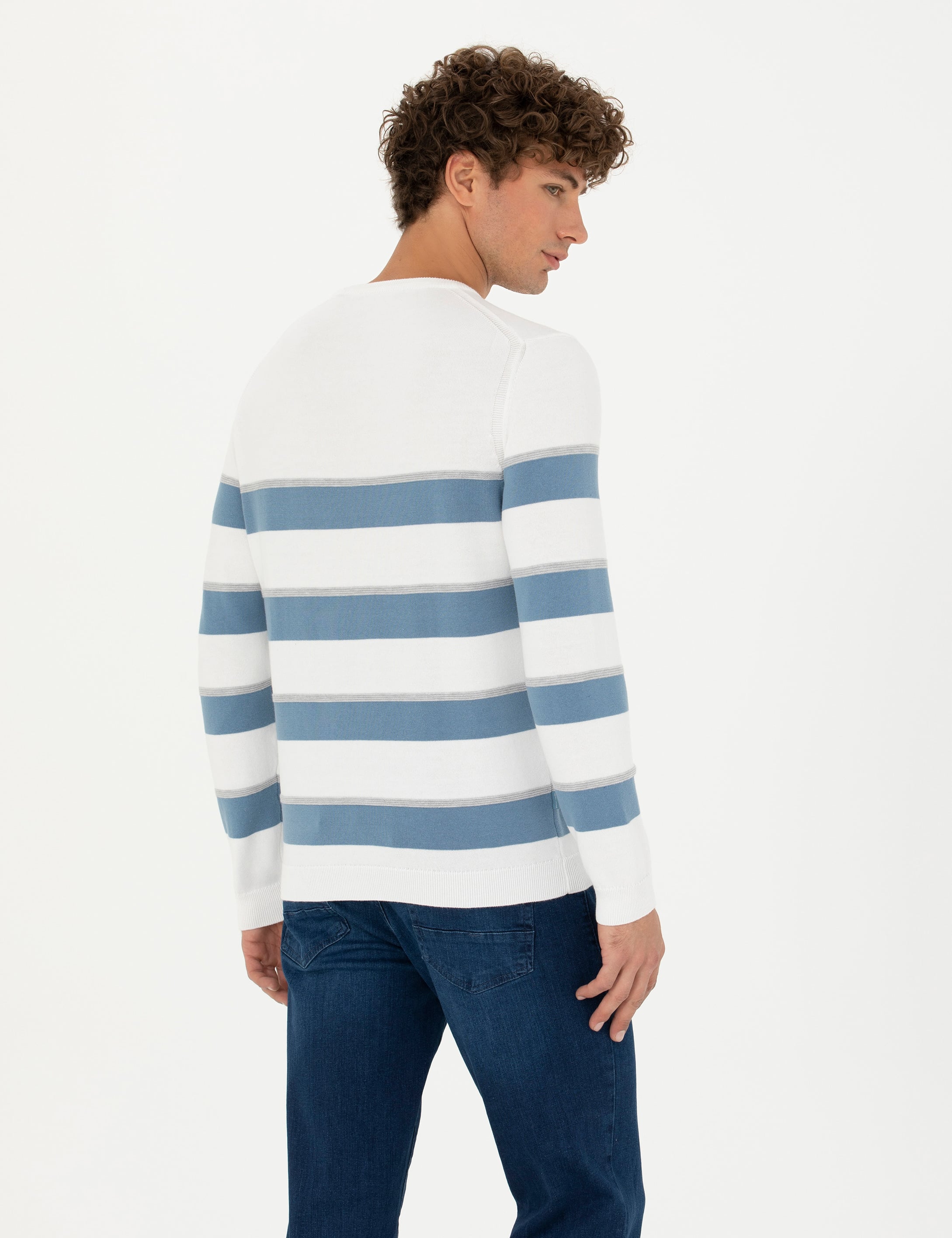 Pierre Cardin Ekru Slim Fit Bisiklet Yaka Triko Kazak görsel 5