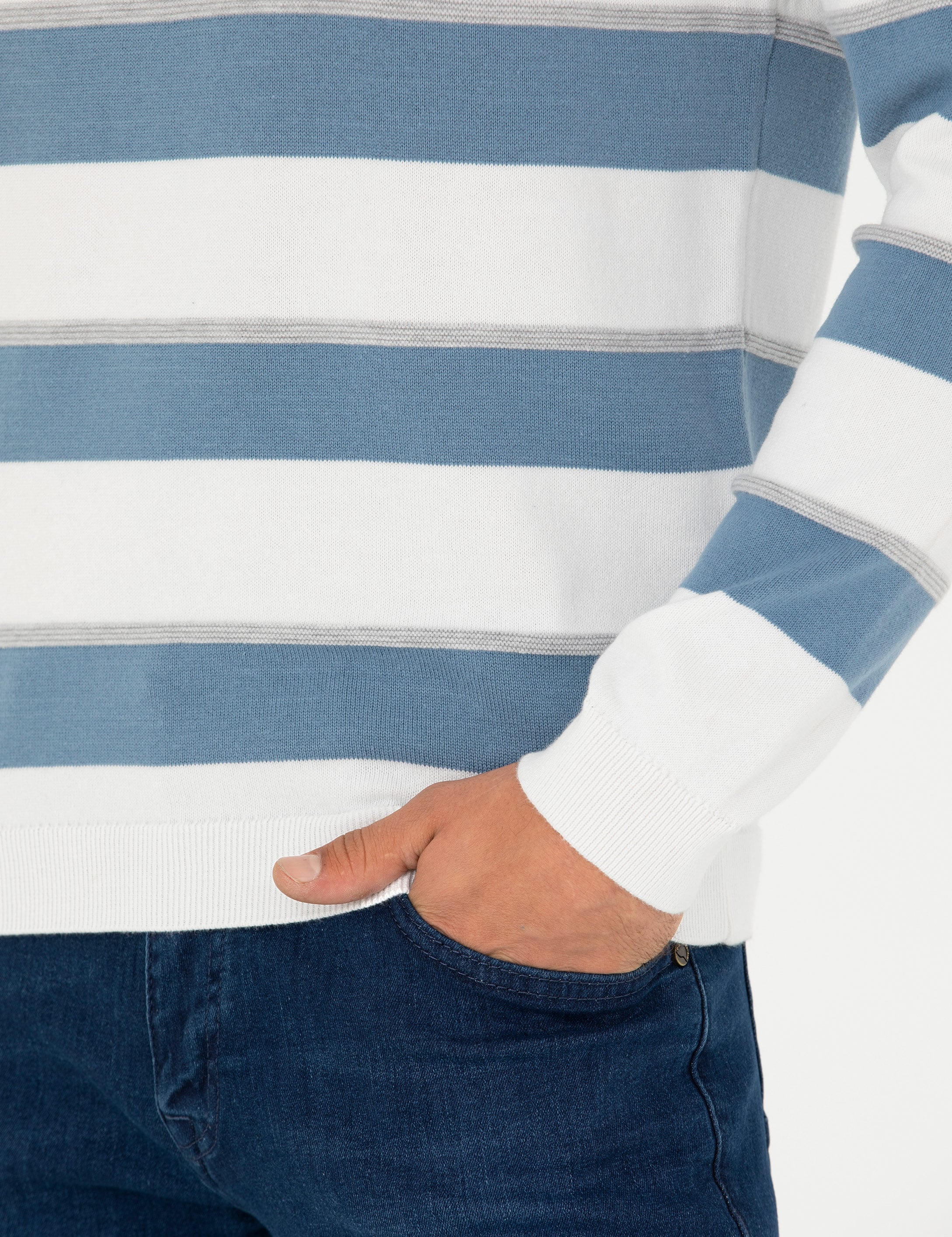 Pierre Cardin Ekru Slim Fit Bisiklet Yaka Triko Kazak görsel 7