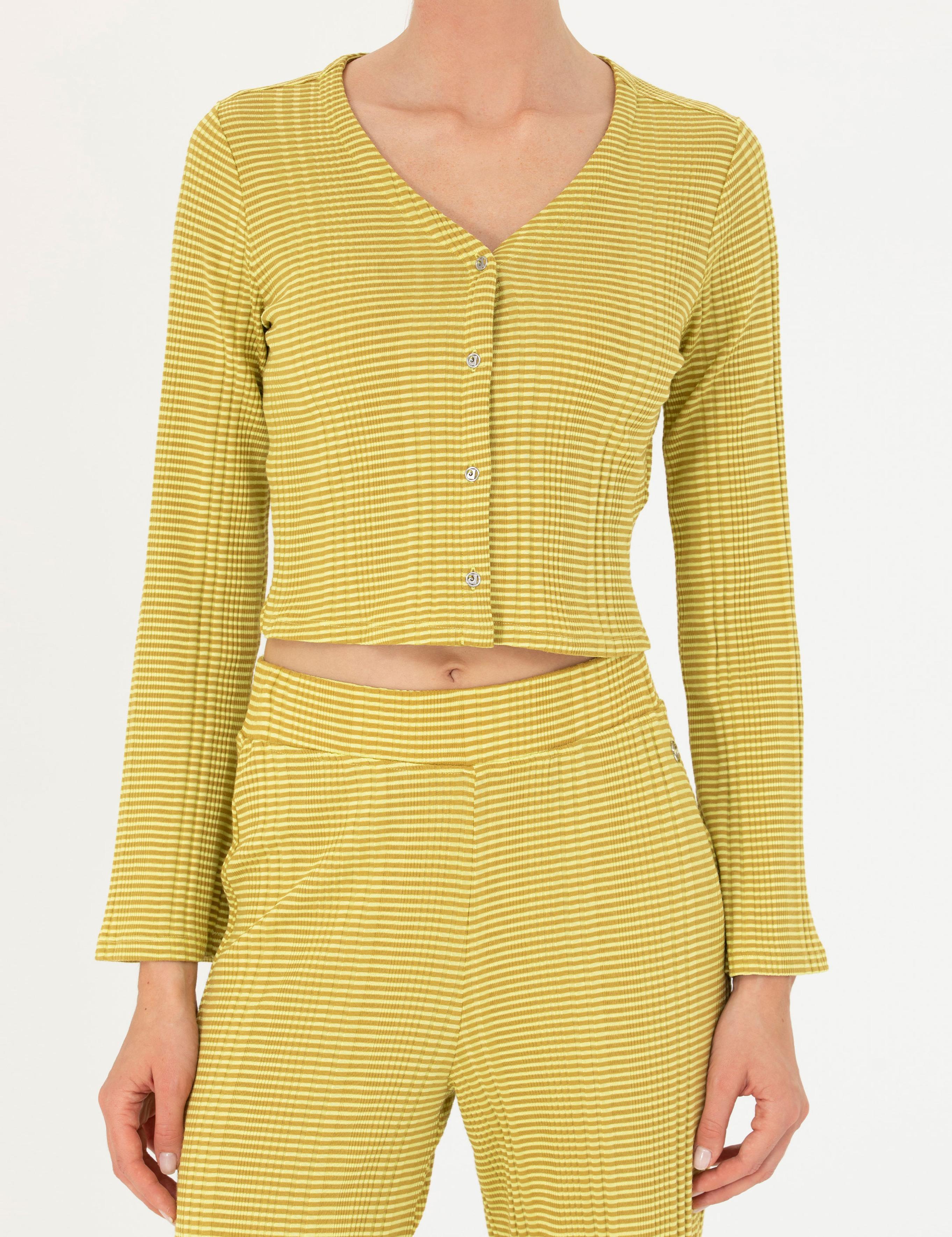 Yeşil Crop Top Örme Hırka