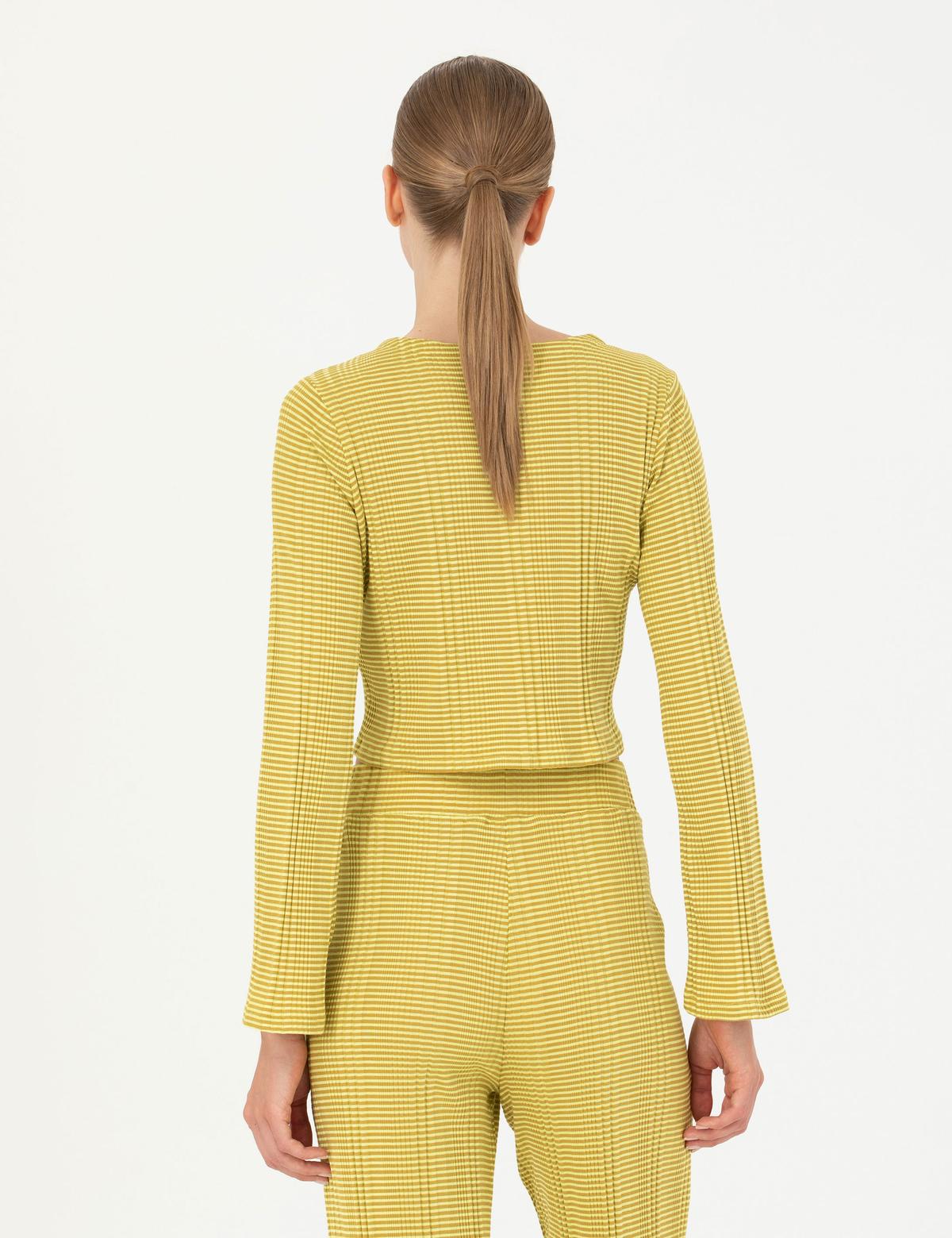 Yeşil Crop Top Örme Hırka - 50263591021