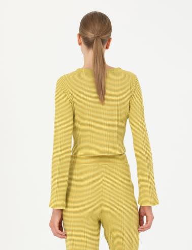 Yeşil Crop Top Örme Hırka