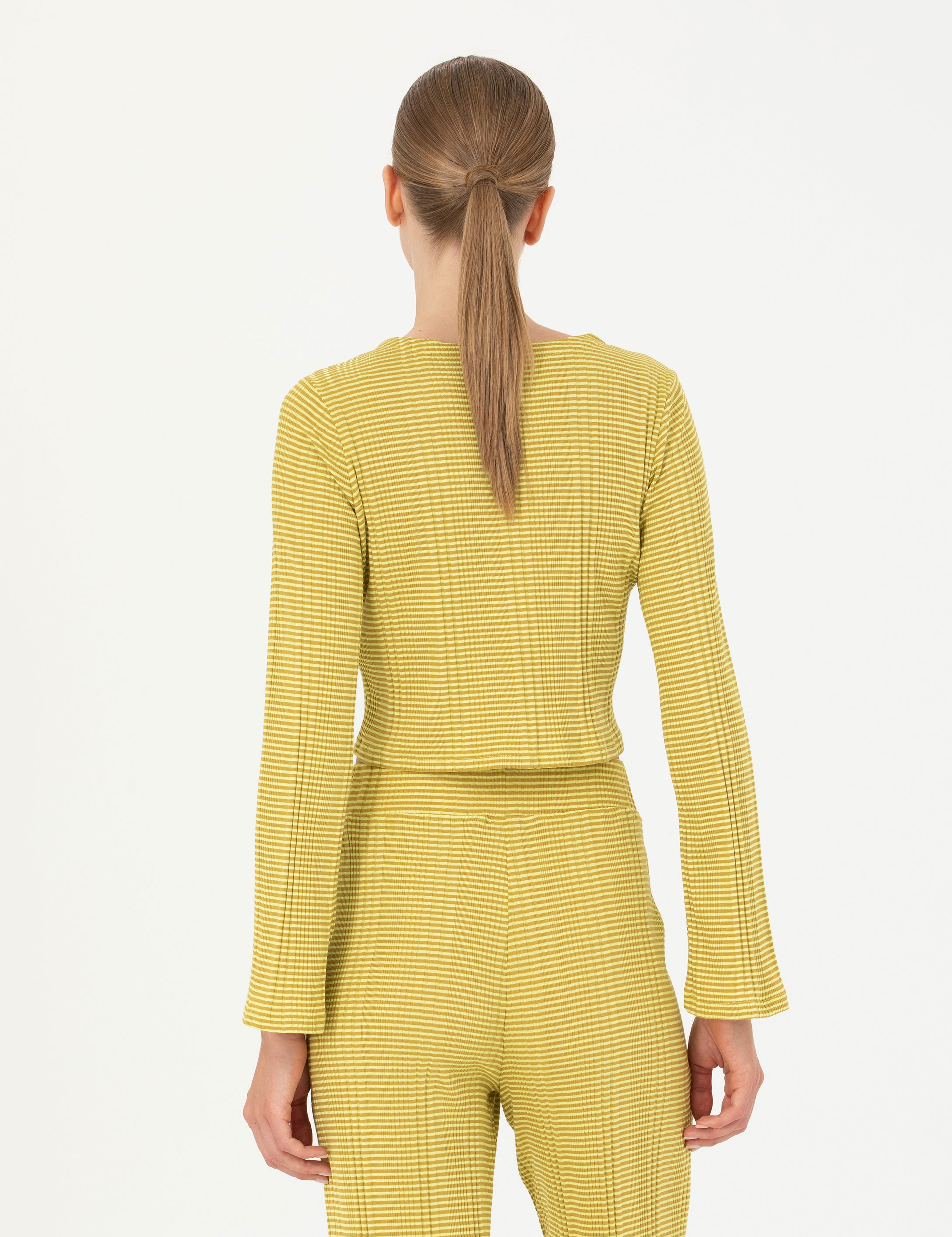 Yeşil Crop Top Örme Hırka - Image 6