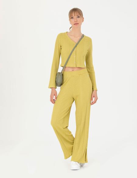 Yeşil Crop Top Örme Hırka - 50263591021