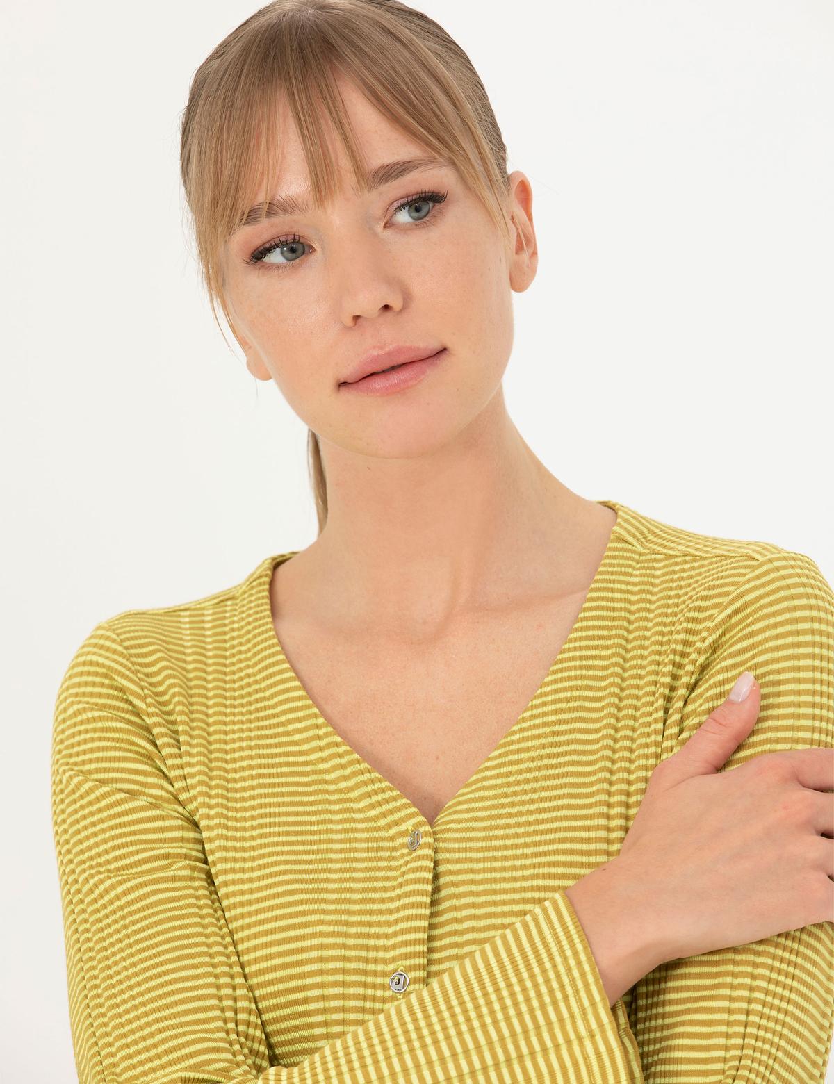 Yeşil Crop Top Örme Hırka - 50263591021