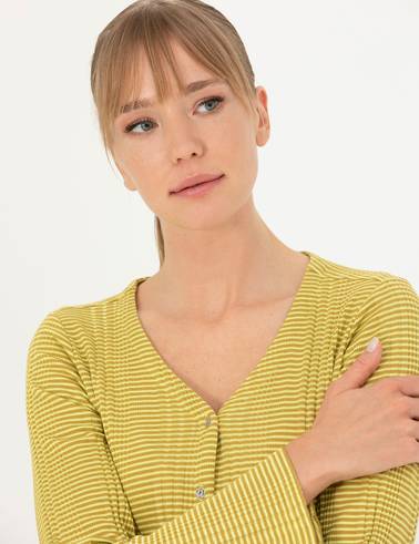 Yeşil Crop Top Örme Hırka