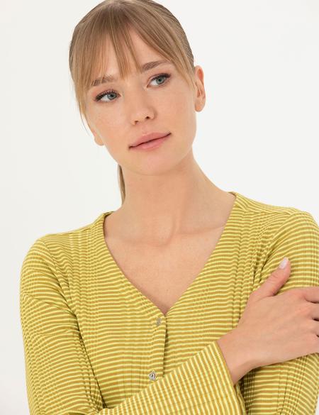 Yeşil Crop Top Örme Hırka - 50263591021