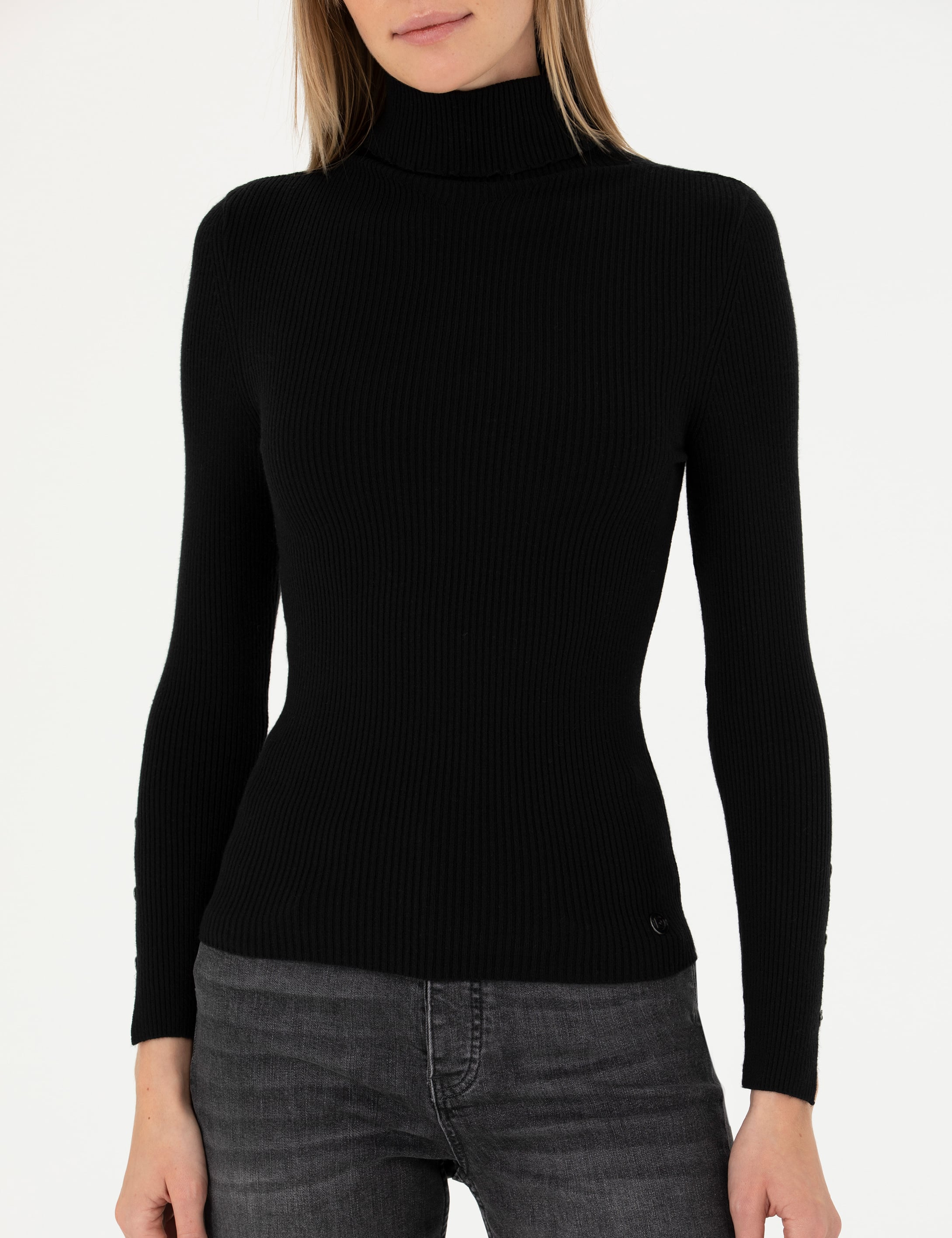 Pierre Cardin Siyah Extra Slim Fit Balıkçı Yaka Basic Kazak görsel 6