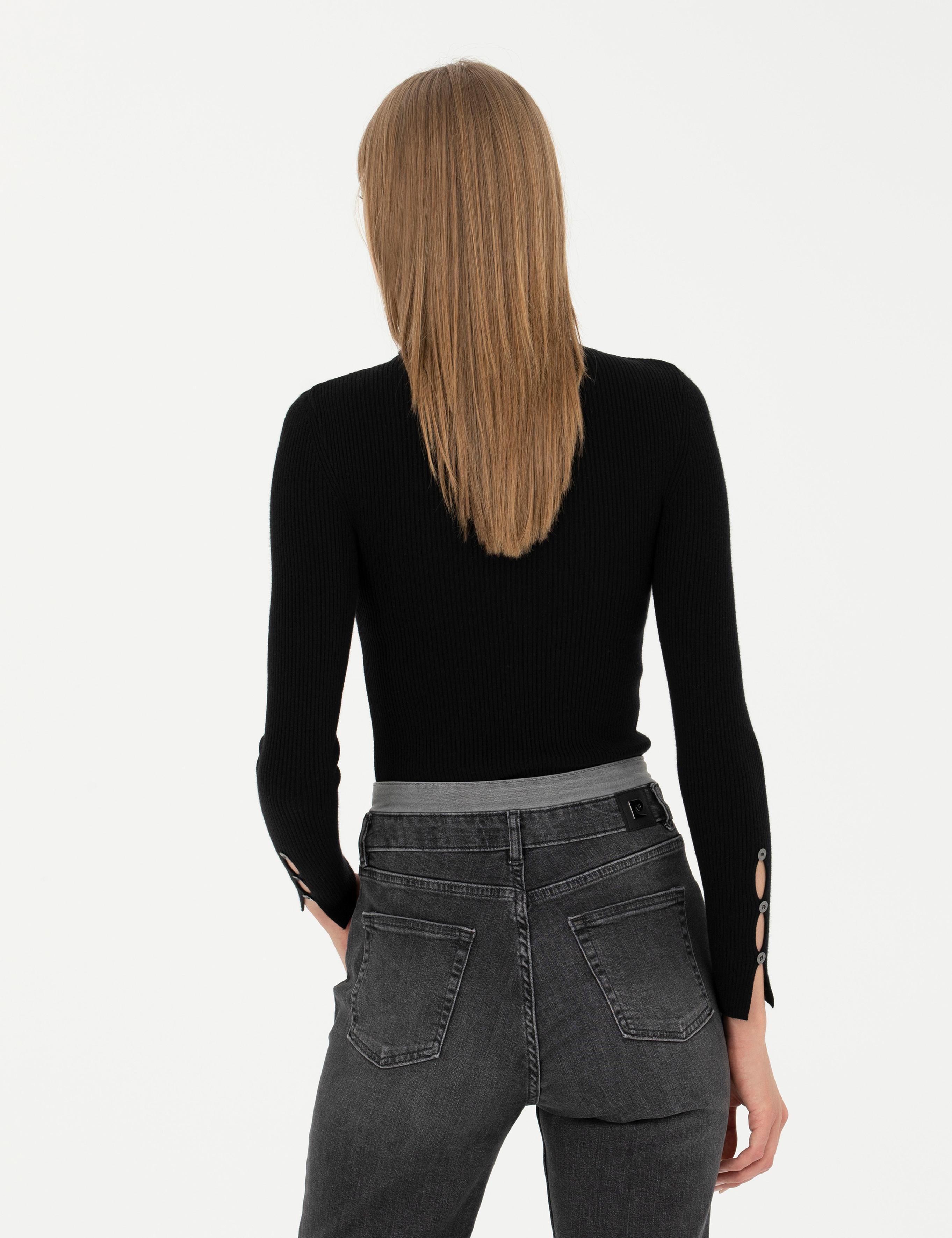 Siyah Ex. Slim Fit Balıkçı Yaka Basic Kazak