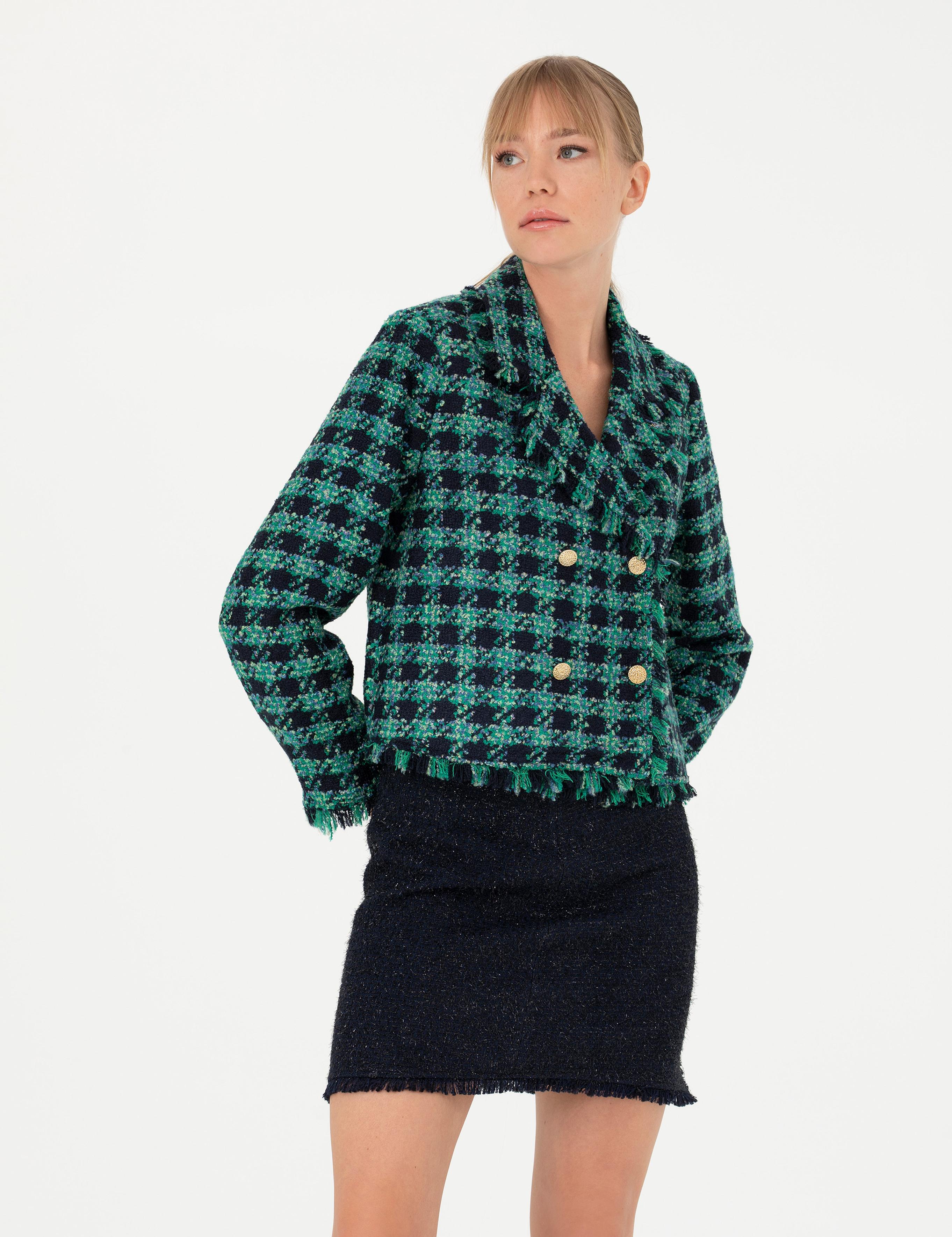 Petrol Tüvit Crop Ceket