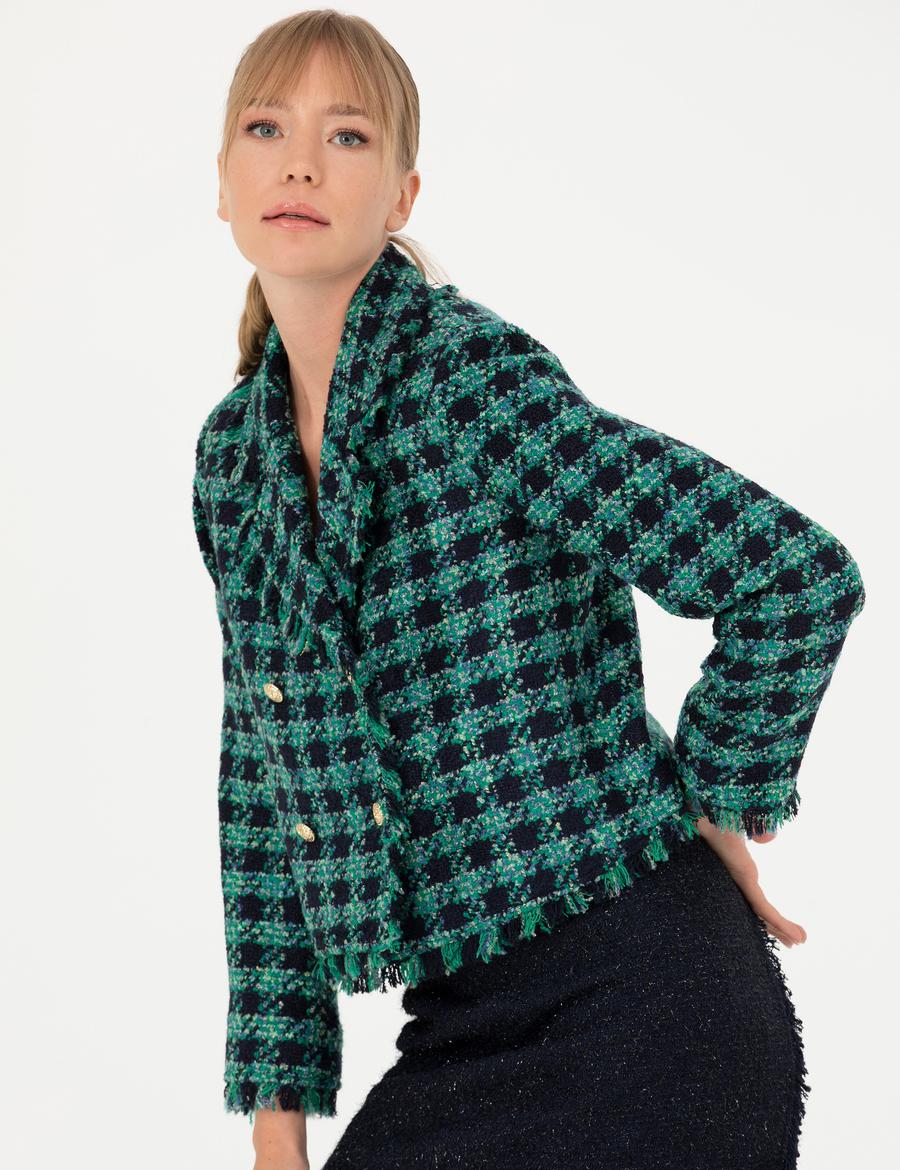 Petrol Tüvit Crop Ceket