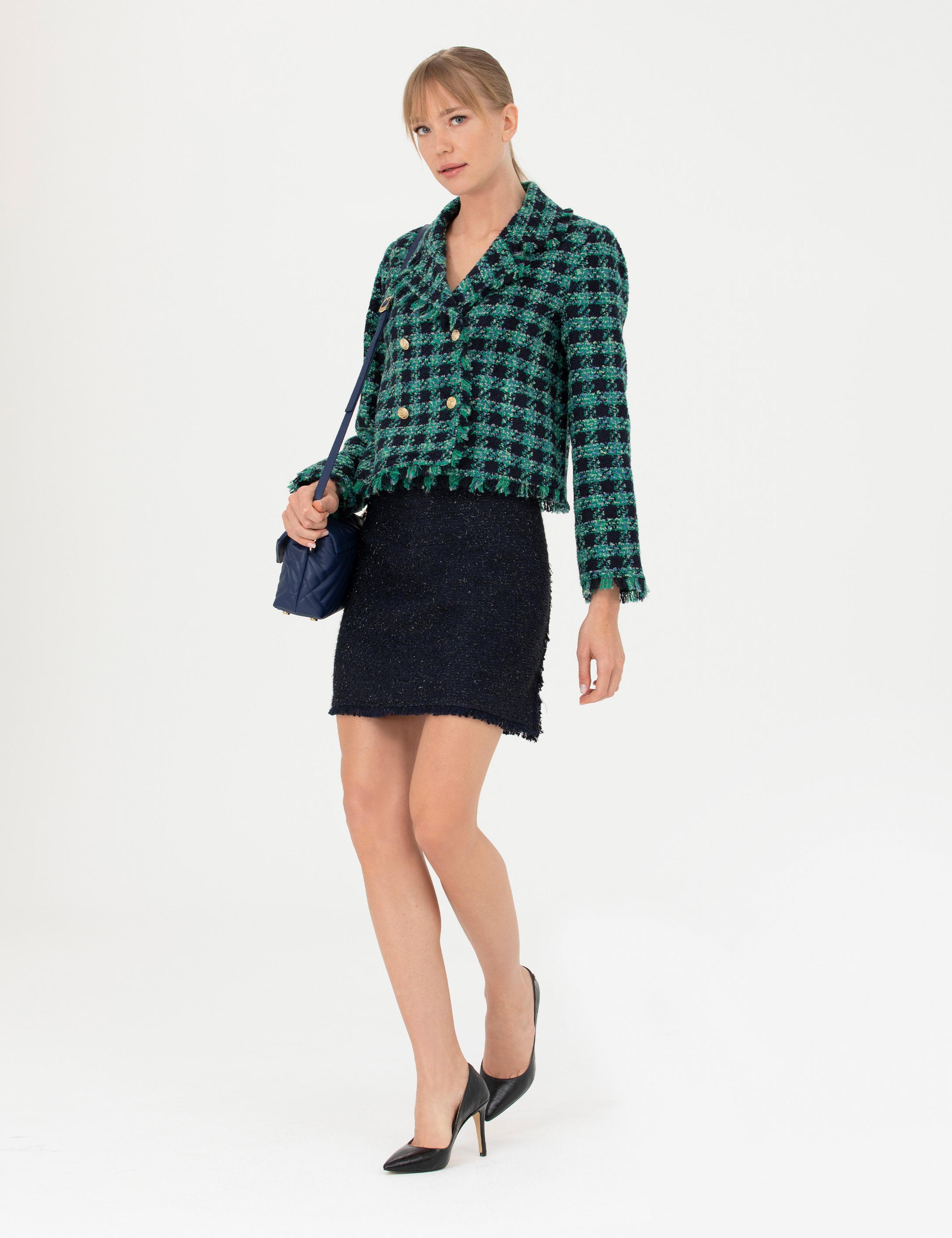 Petrol Tüvit Crop Ceket