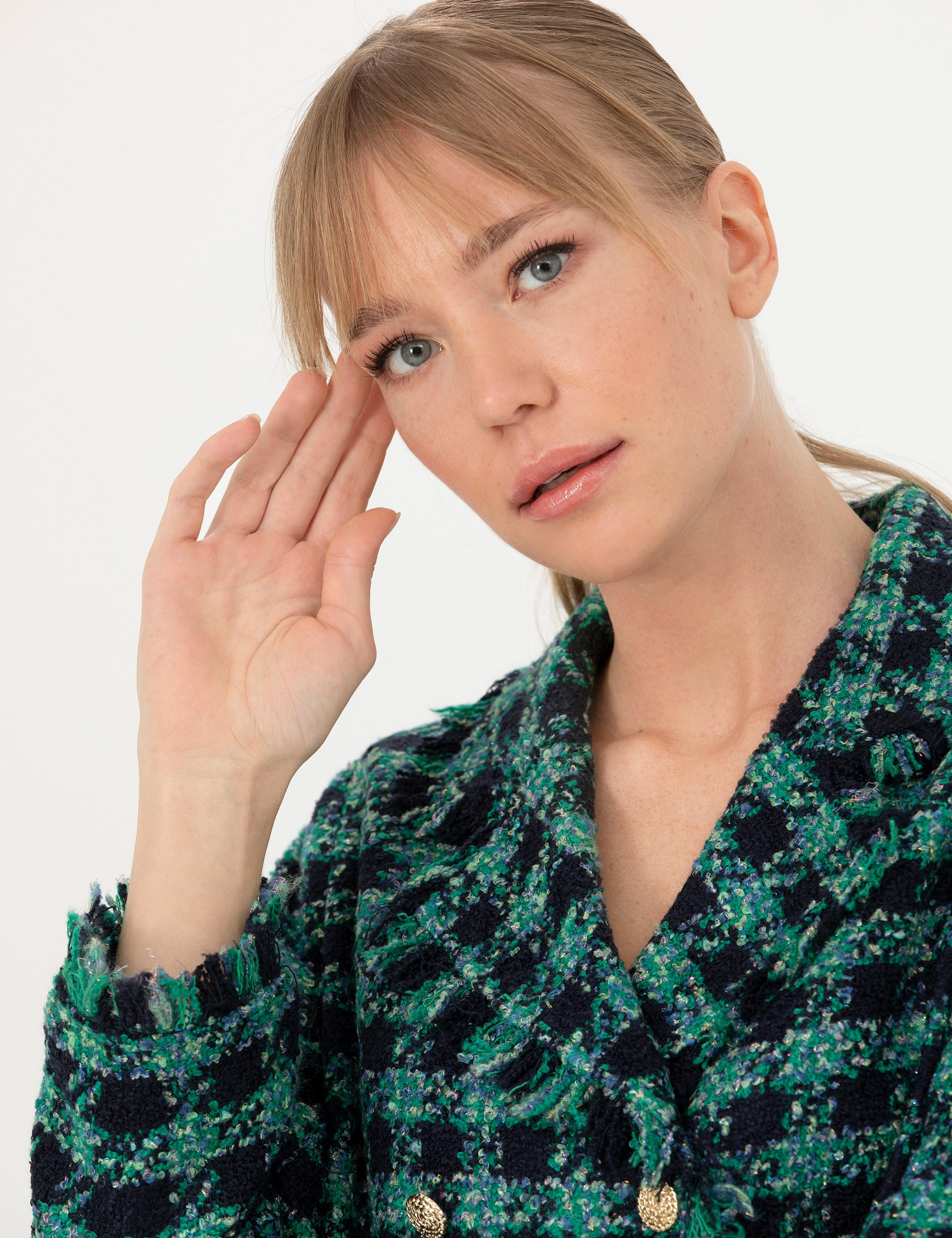 Petrol Tüvit Crop Ceket