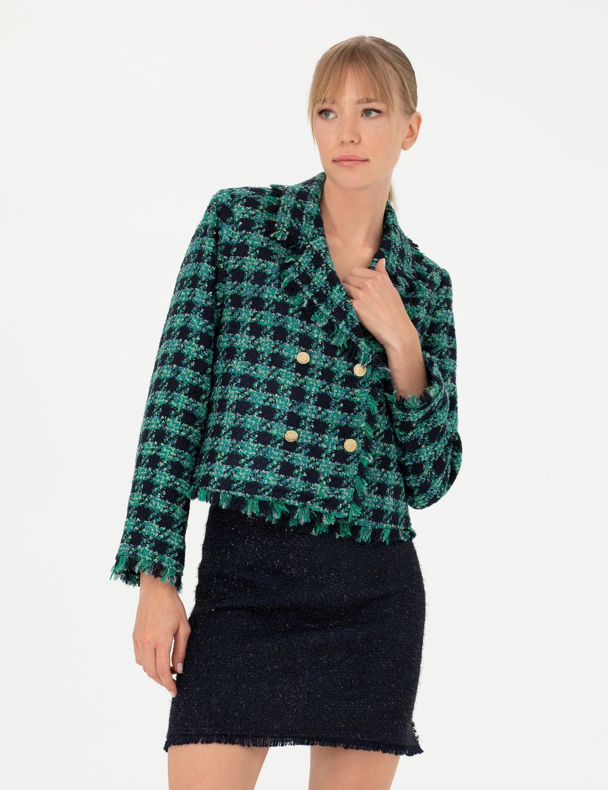 Petrol Tüvit Crop Ceket