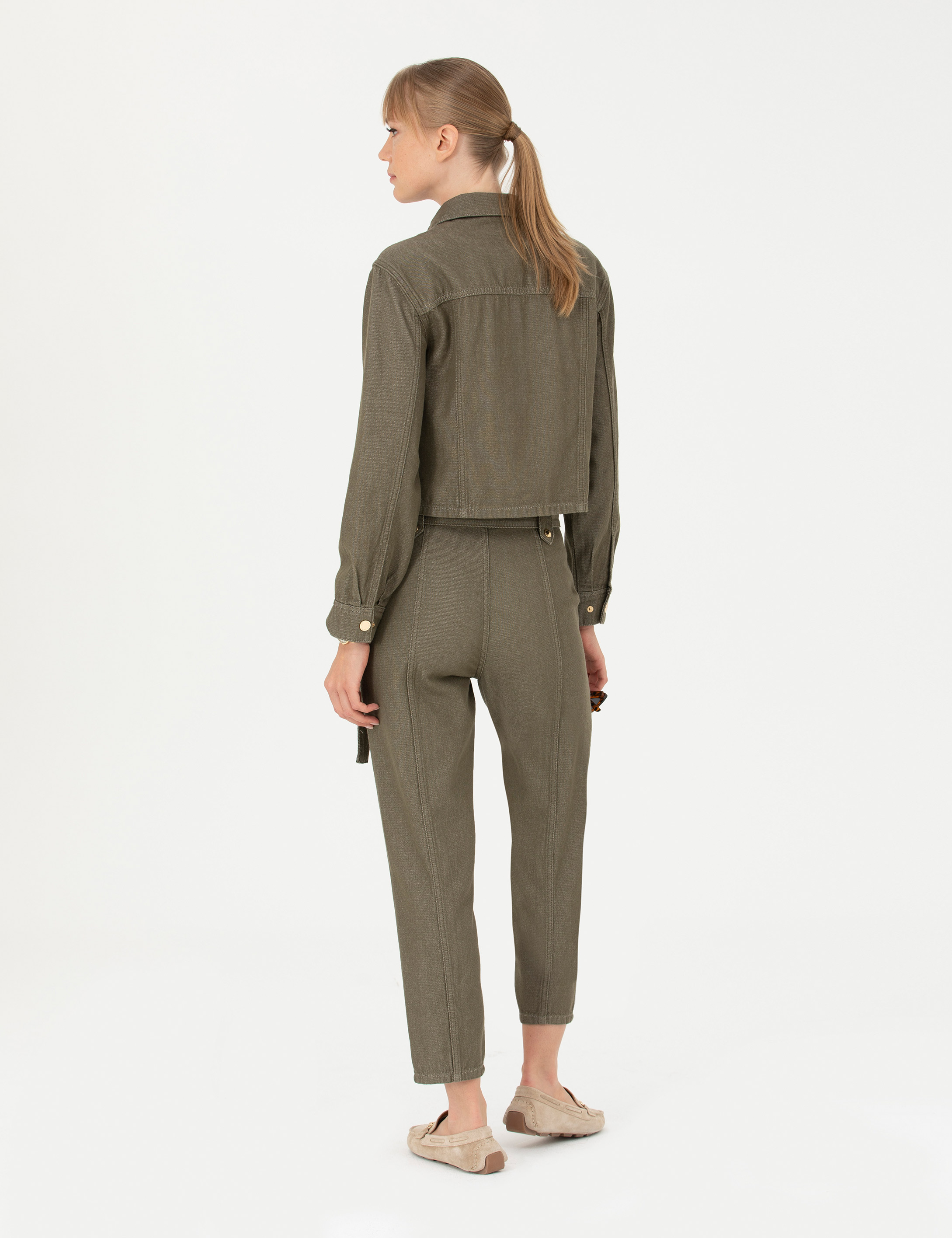 Kahverengi Carrot Fit Kanvas Pantolon - Image 4