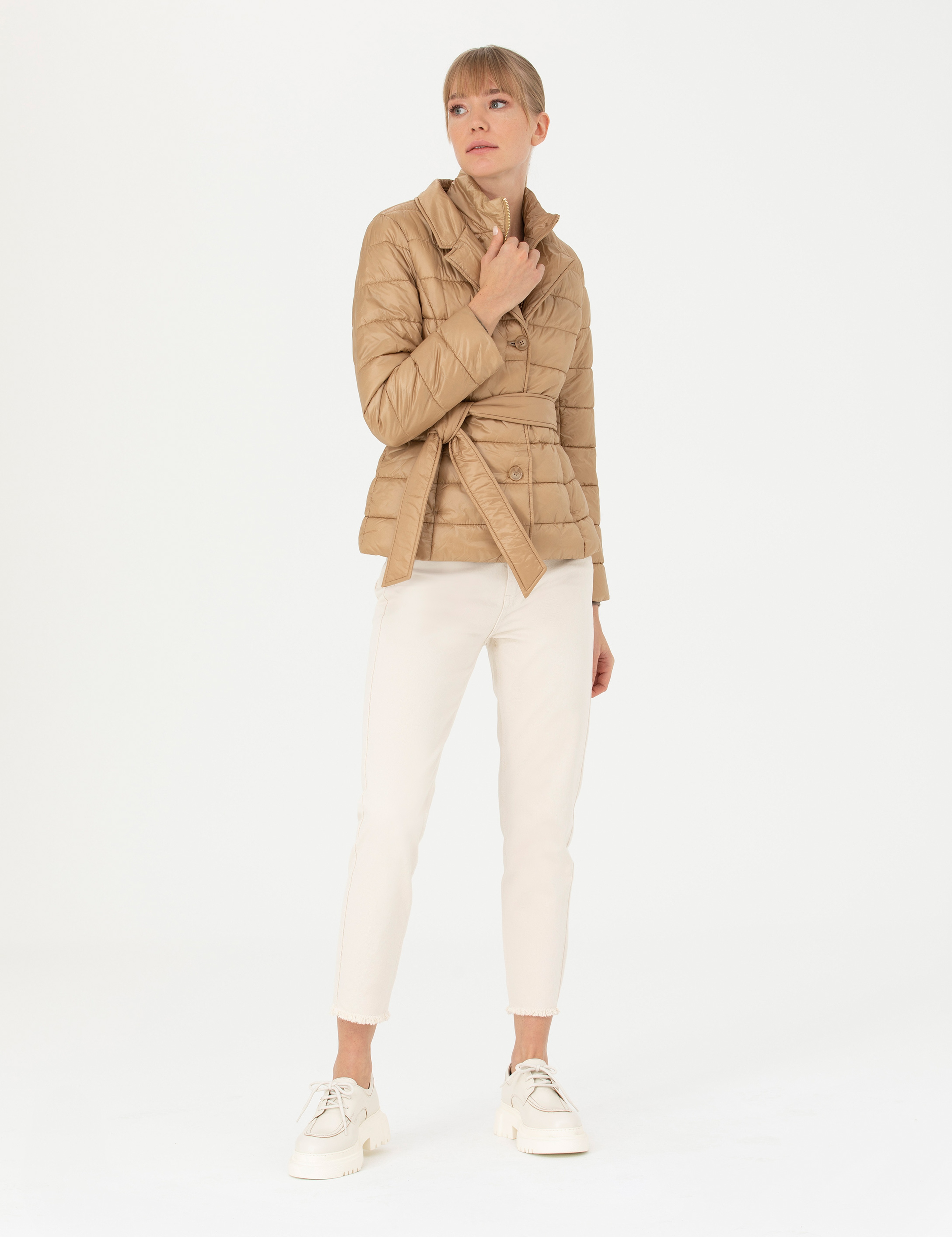 Bej Slim Fit Mont - Image 4