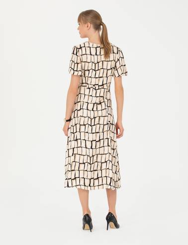 Siyah Regular Fit Dokuma Elbise