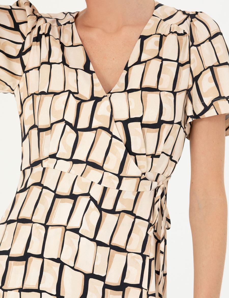 Siyah Regular Fit Dokuma Elbise