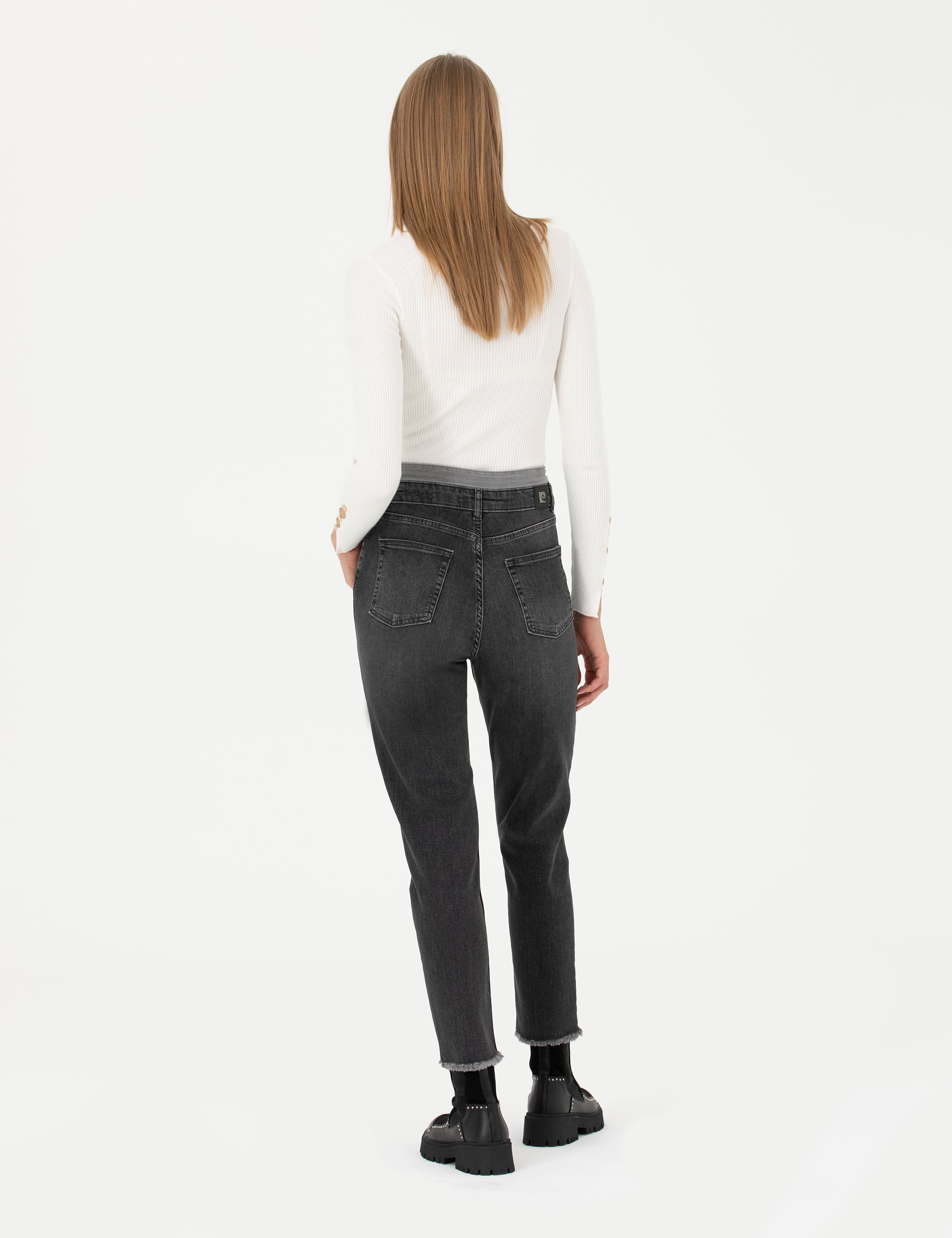 Pierre Cardin Antrasit Mom High Waist Fit Jean Pantolon görsel 4