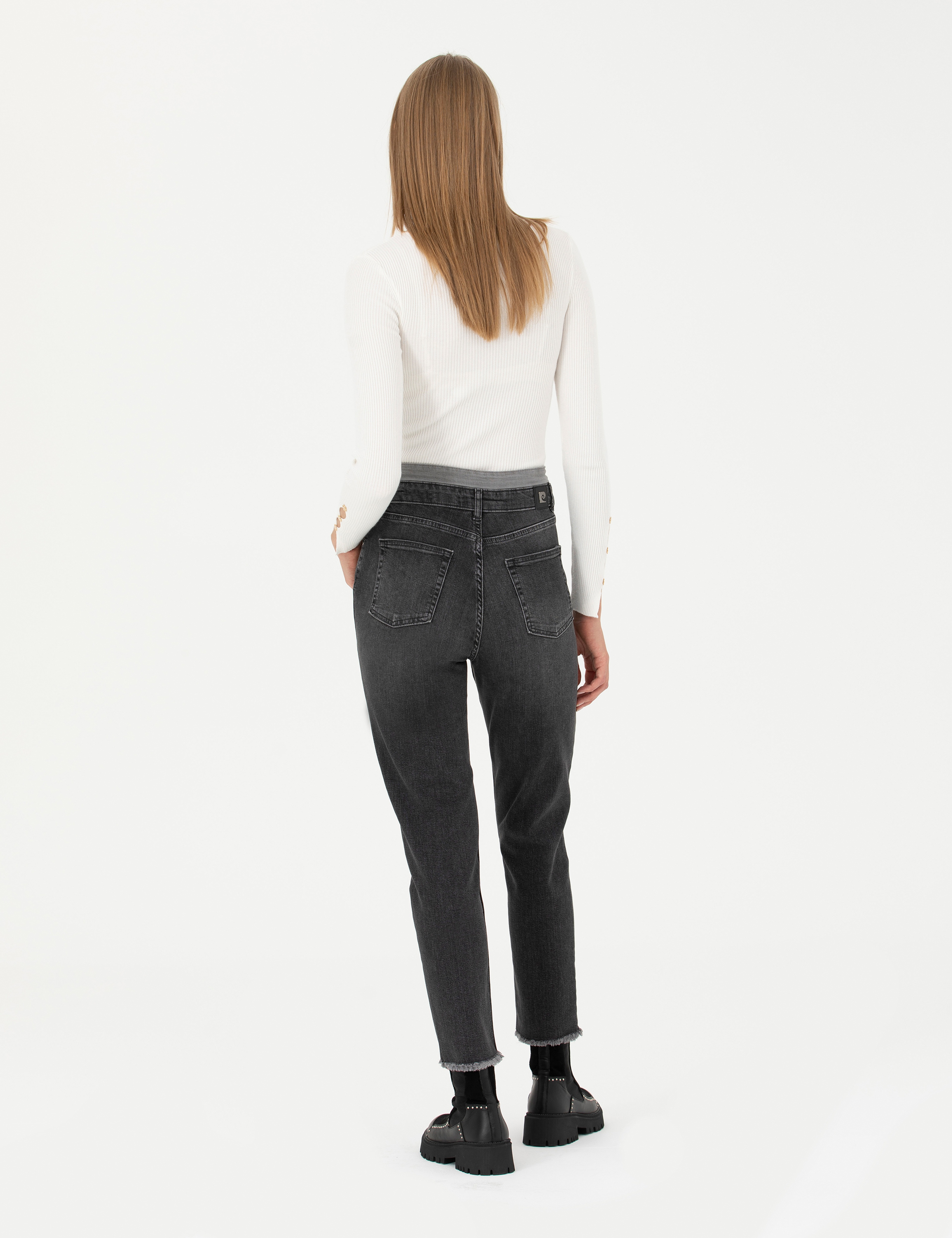 Antrasit Mom High Waist Fit Jean Pantolon - Image 4