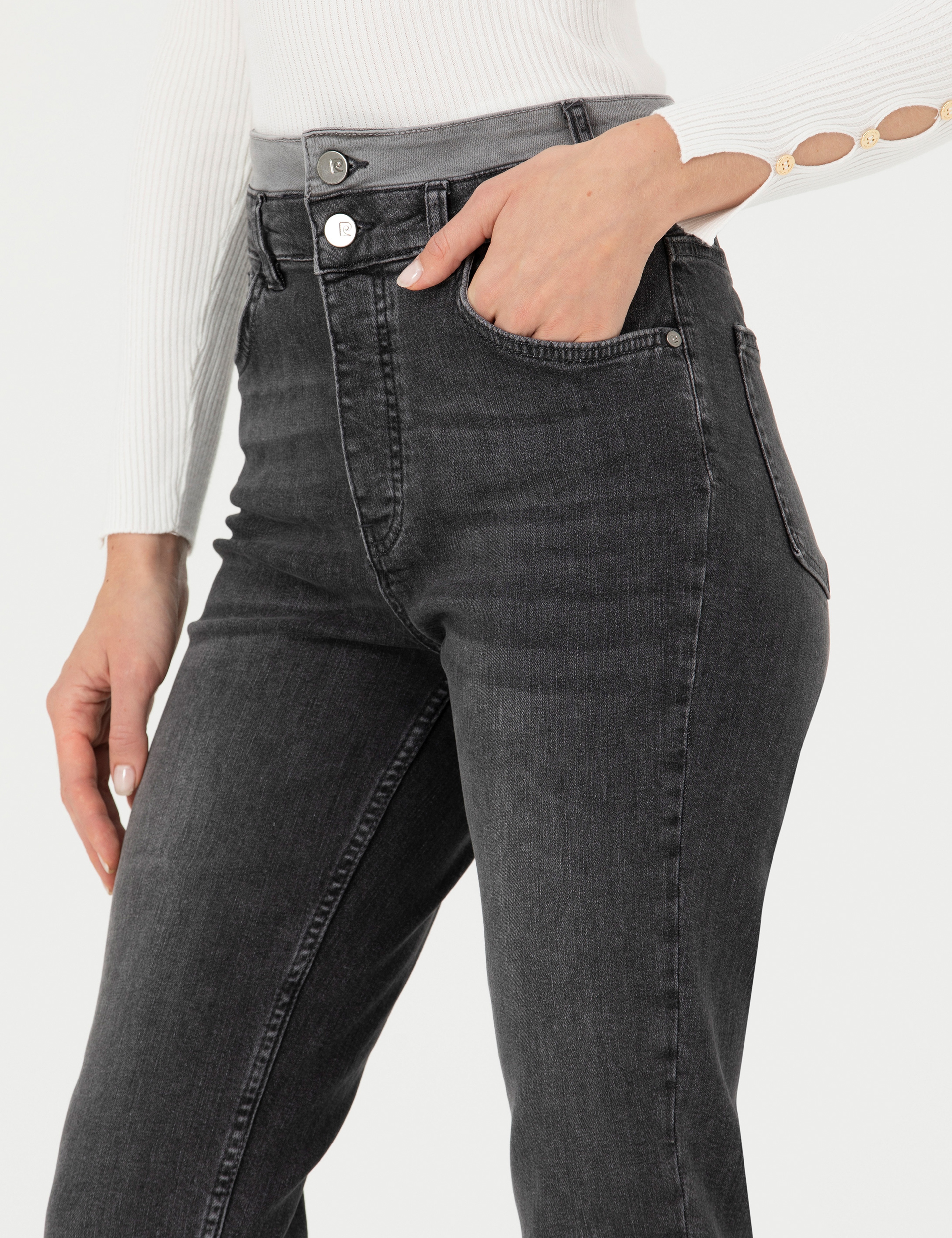 Antrasit Mom High Waist Fit Jean Pantolon - Image 6
