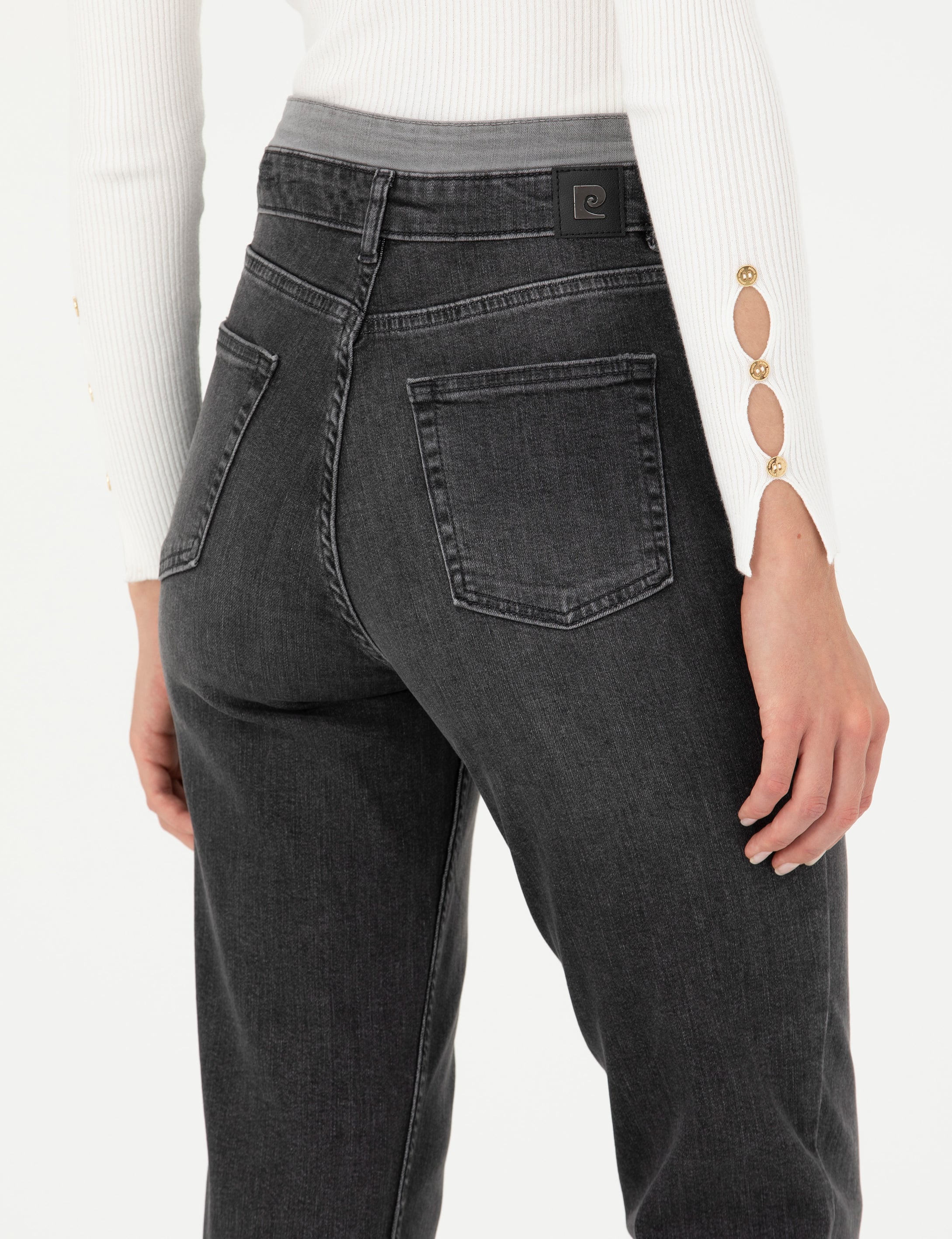 Pierre Cardin Antrasit Mom High Waist Fit Jean Pantolon görsel 7