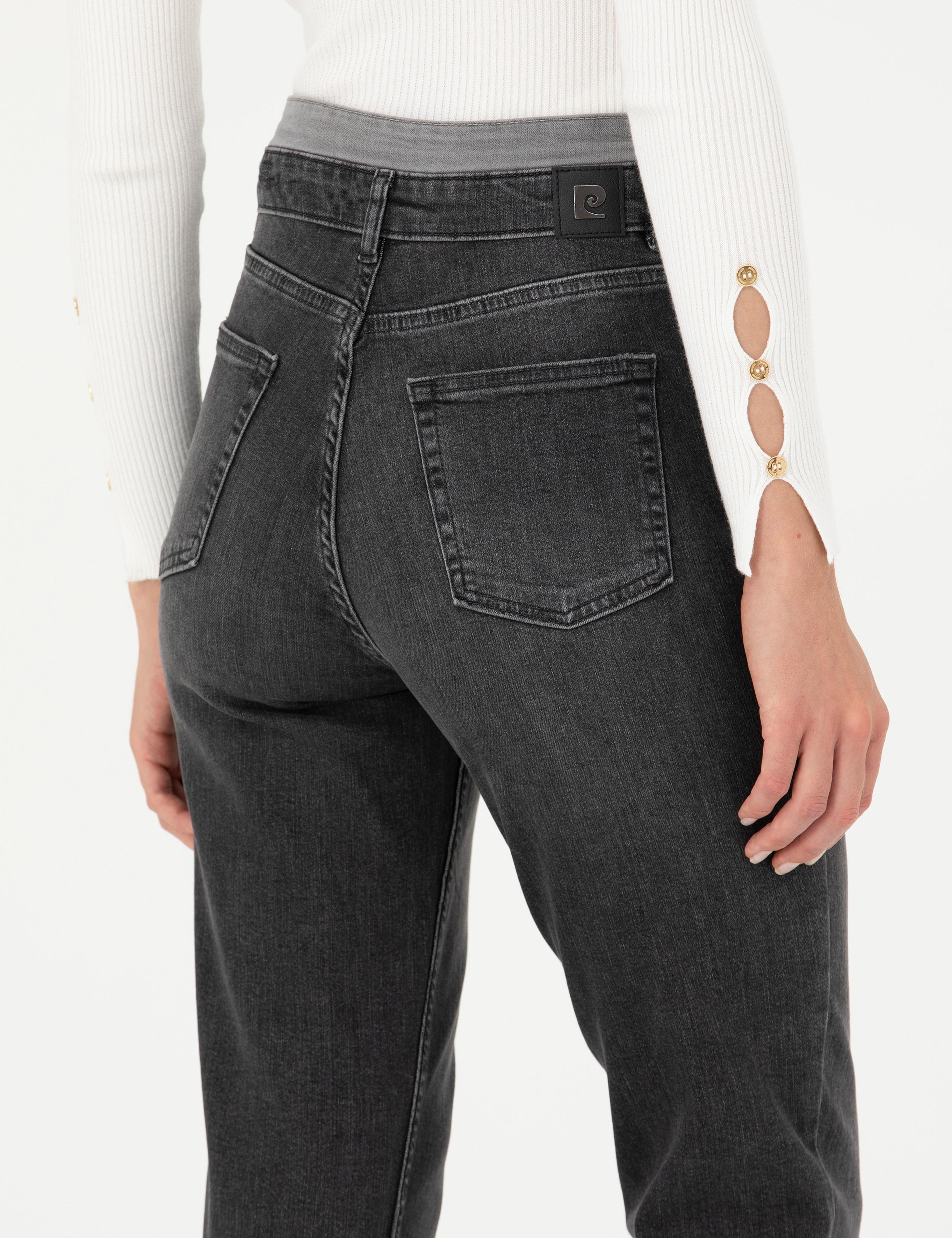 Antrasit Mom High Waist Fit Jean Pantolon
