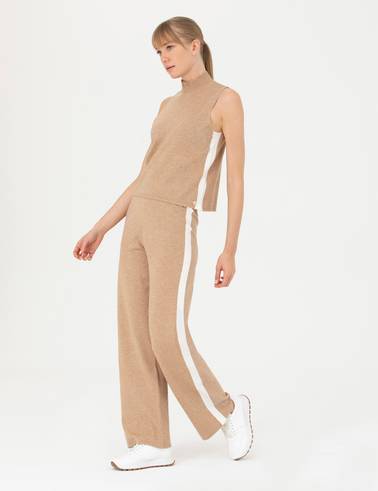 Bej Loose Fit Triko Pantolon