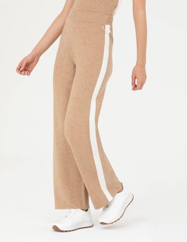 Bej Loose Fit Triko Pantolon