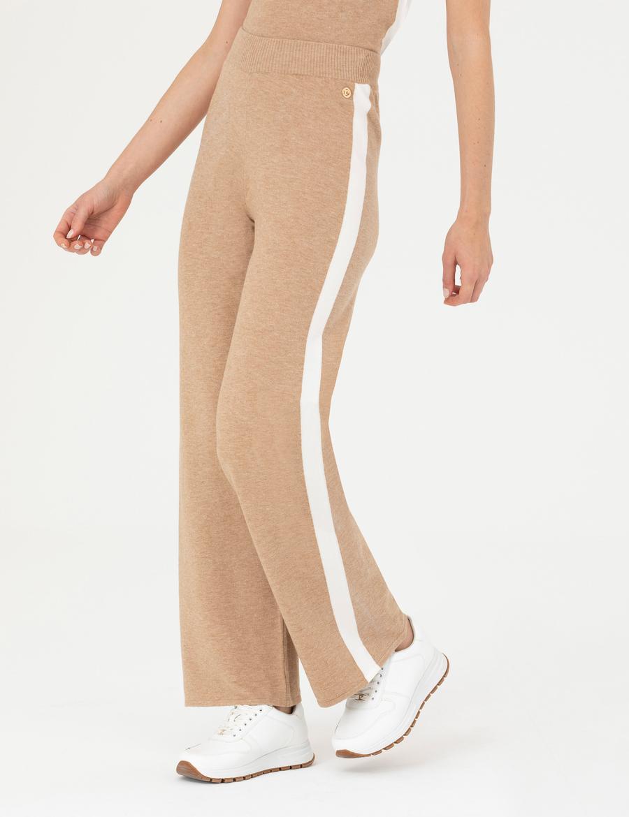 Bej Loose Fit Triko Pantolon