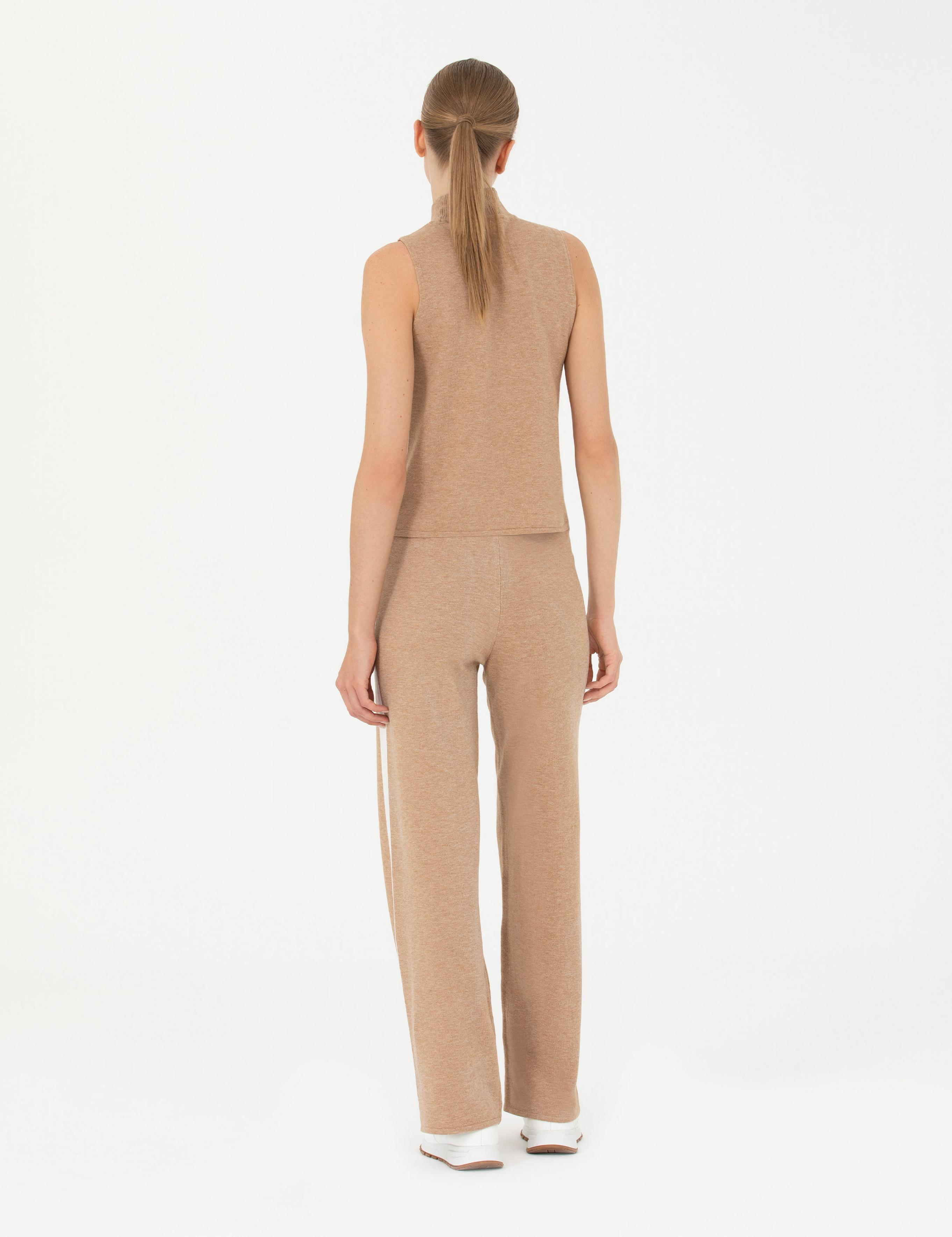 Bej Loose Fit Triko Pantolon