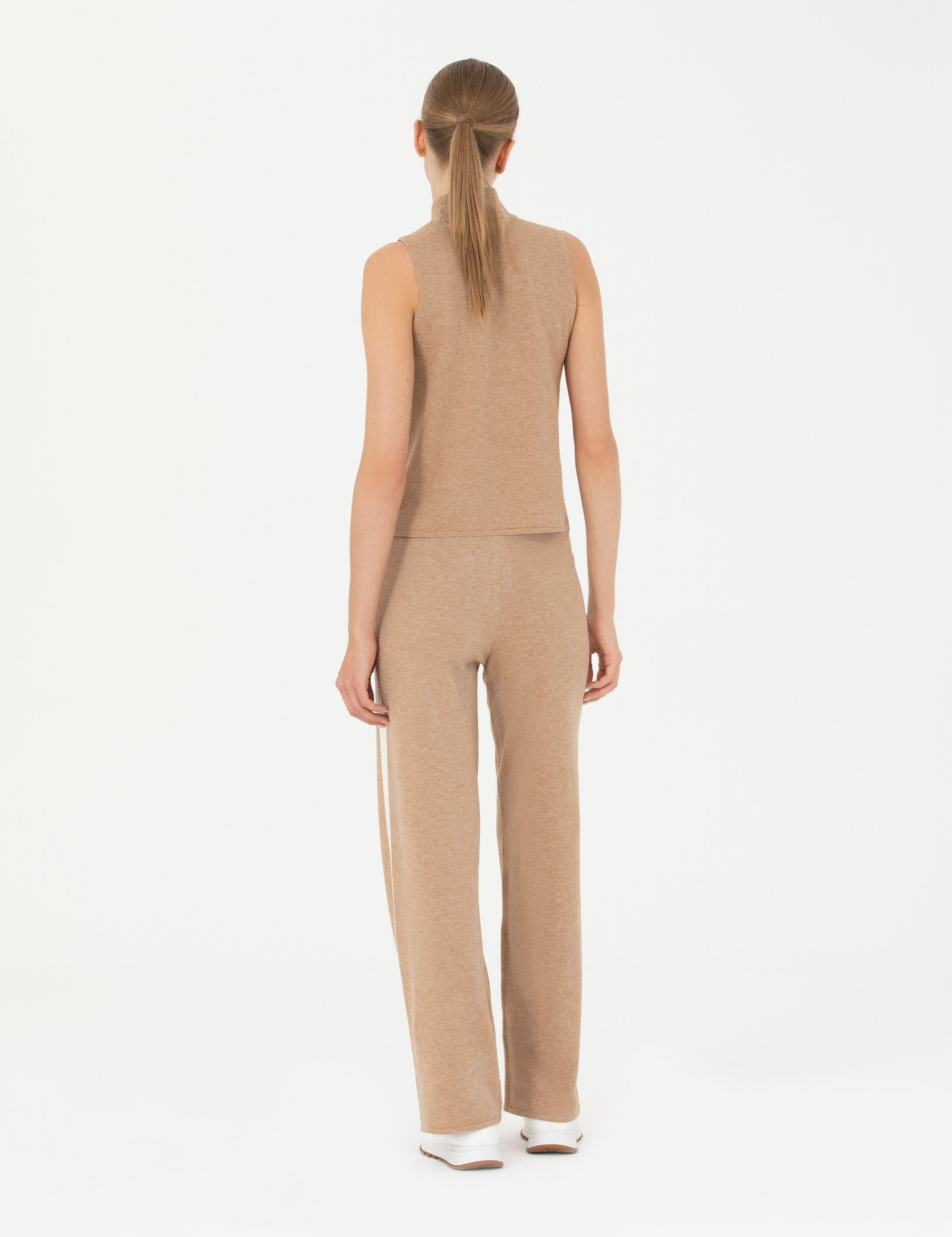 Bej Loose Fit Triko Pantolon - Image 4