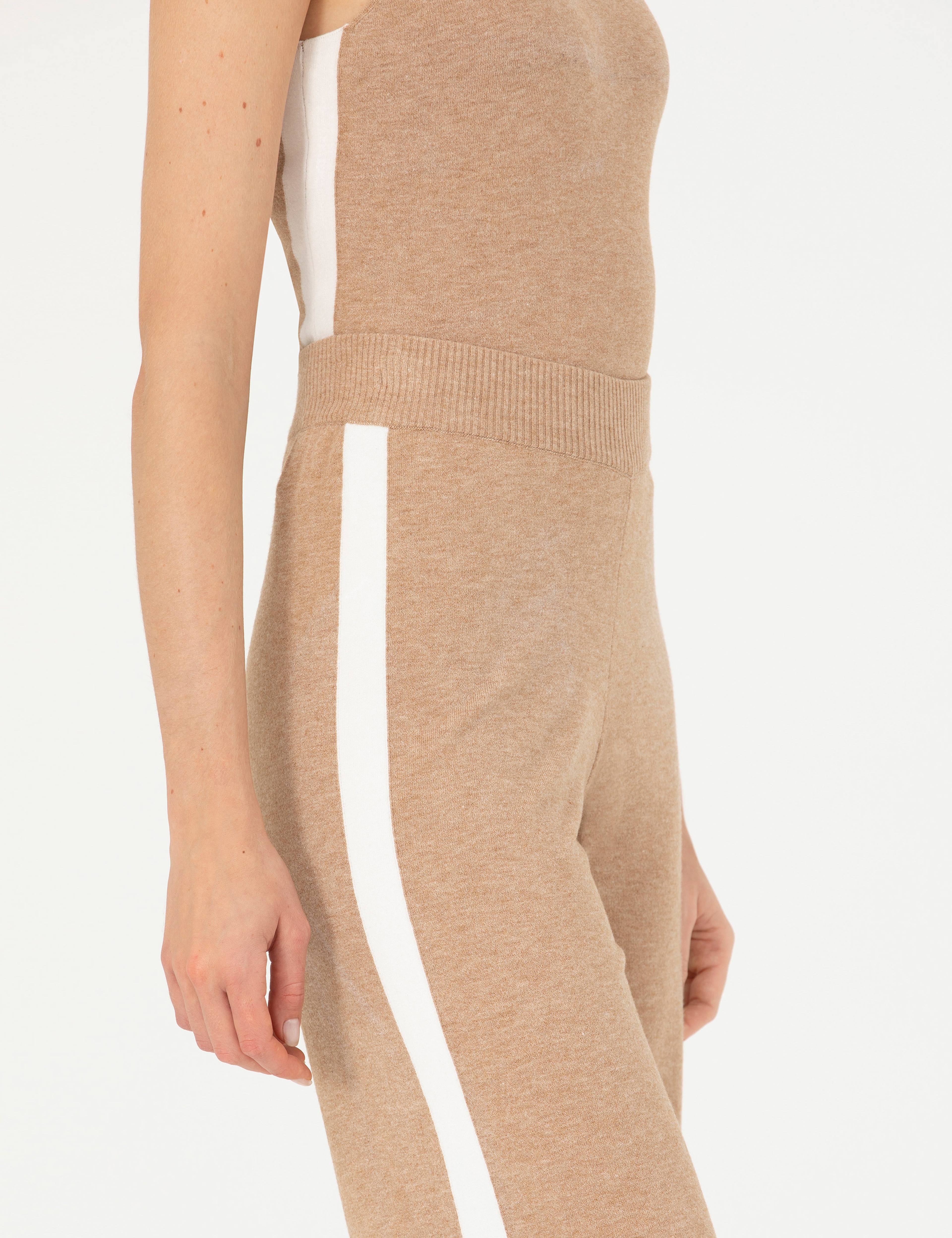 Bej Loose Fit Triko Pantolon