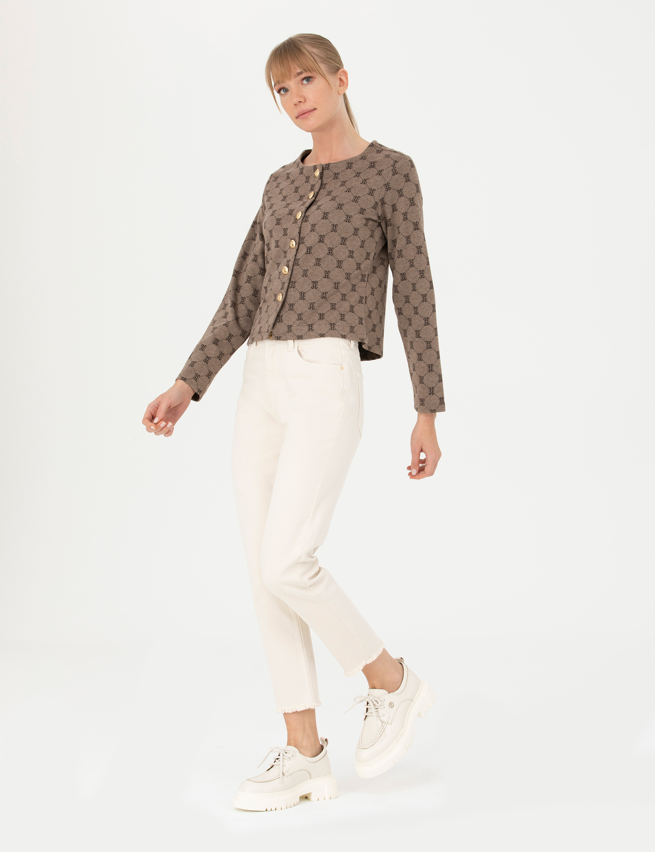 Pierre Cardin Krem Mom Fit Jean Pantolon görsel 3