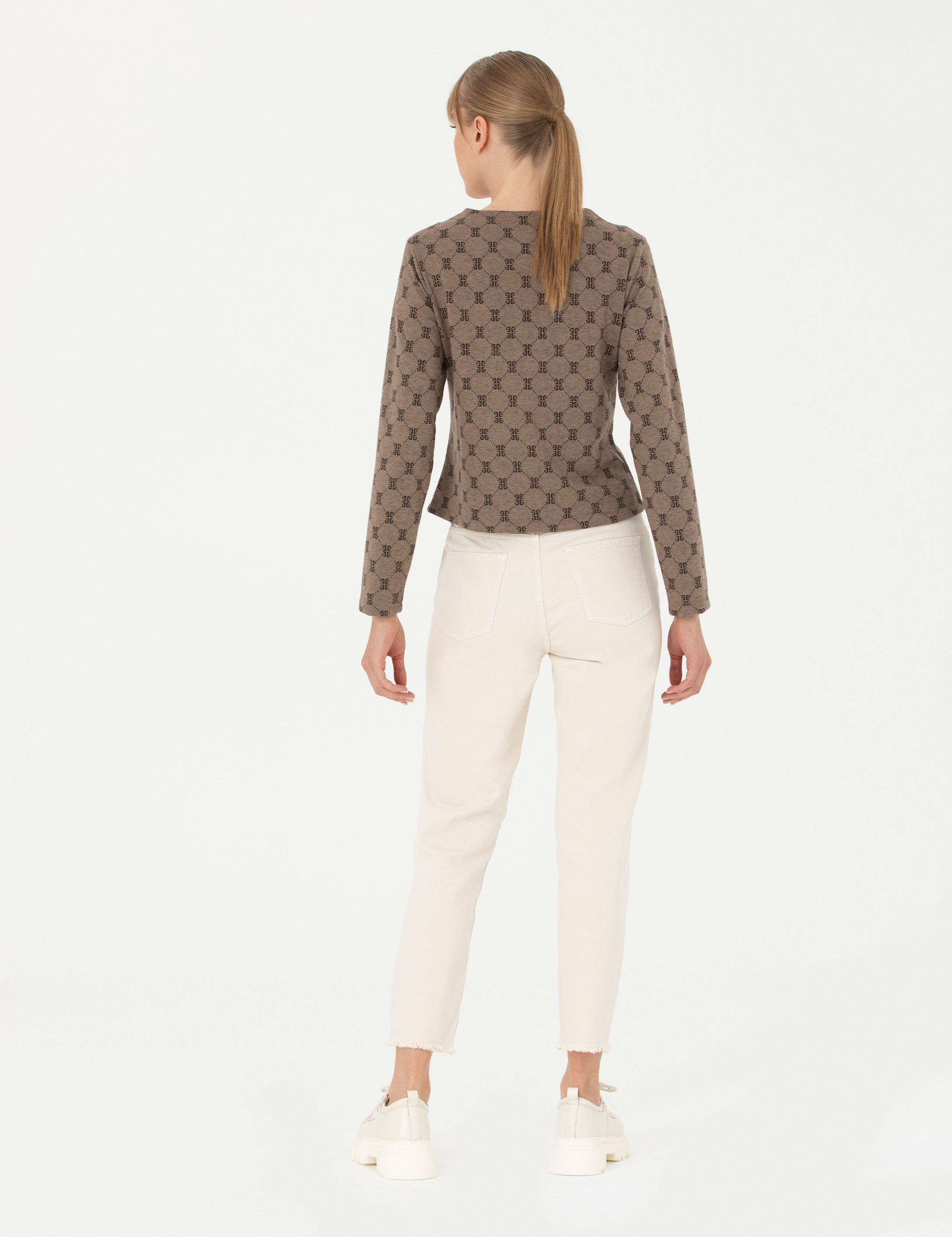 Pierre Cardin Krem Mom Fit Jean Pantolon görsel 4
