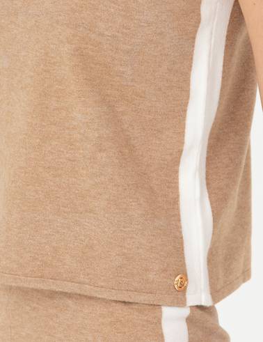 Bej Slim Fit Balıkçı Yaka Kazak