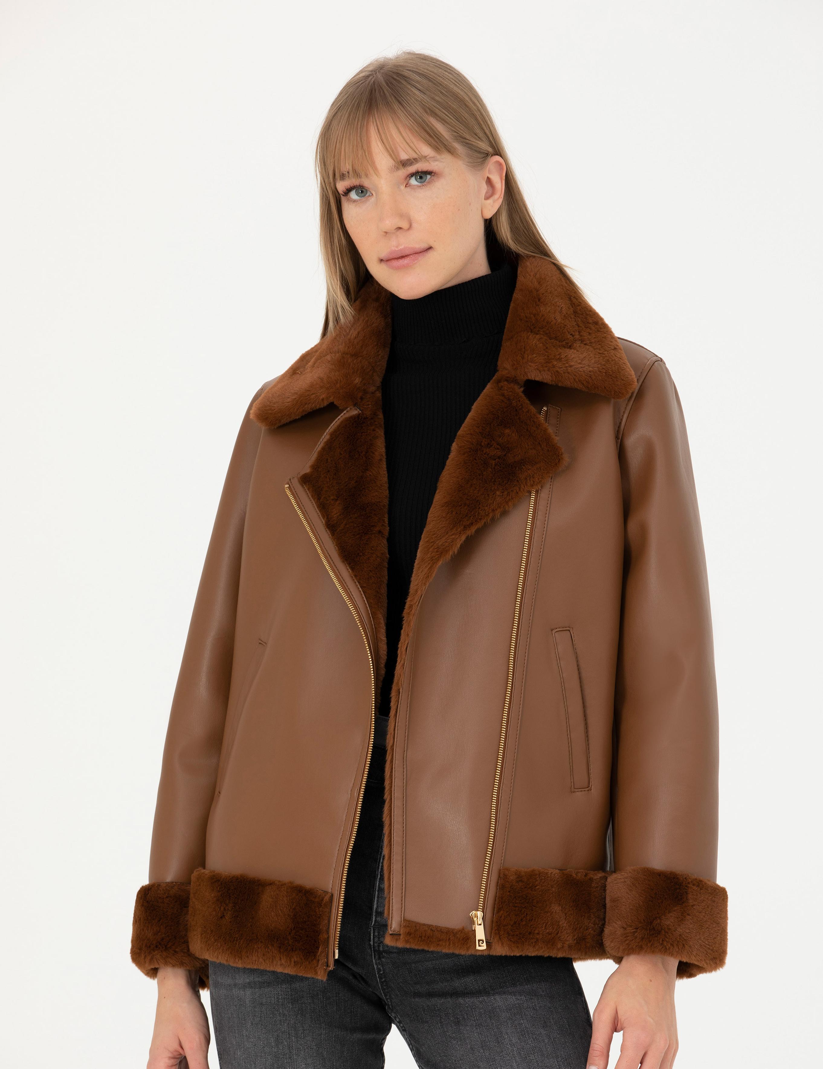 Kahverengi Regular Fit Suni Deri Ceket