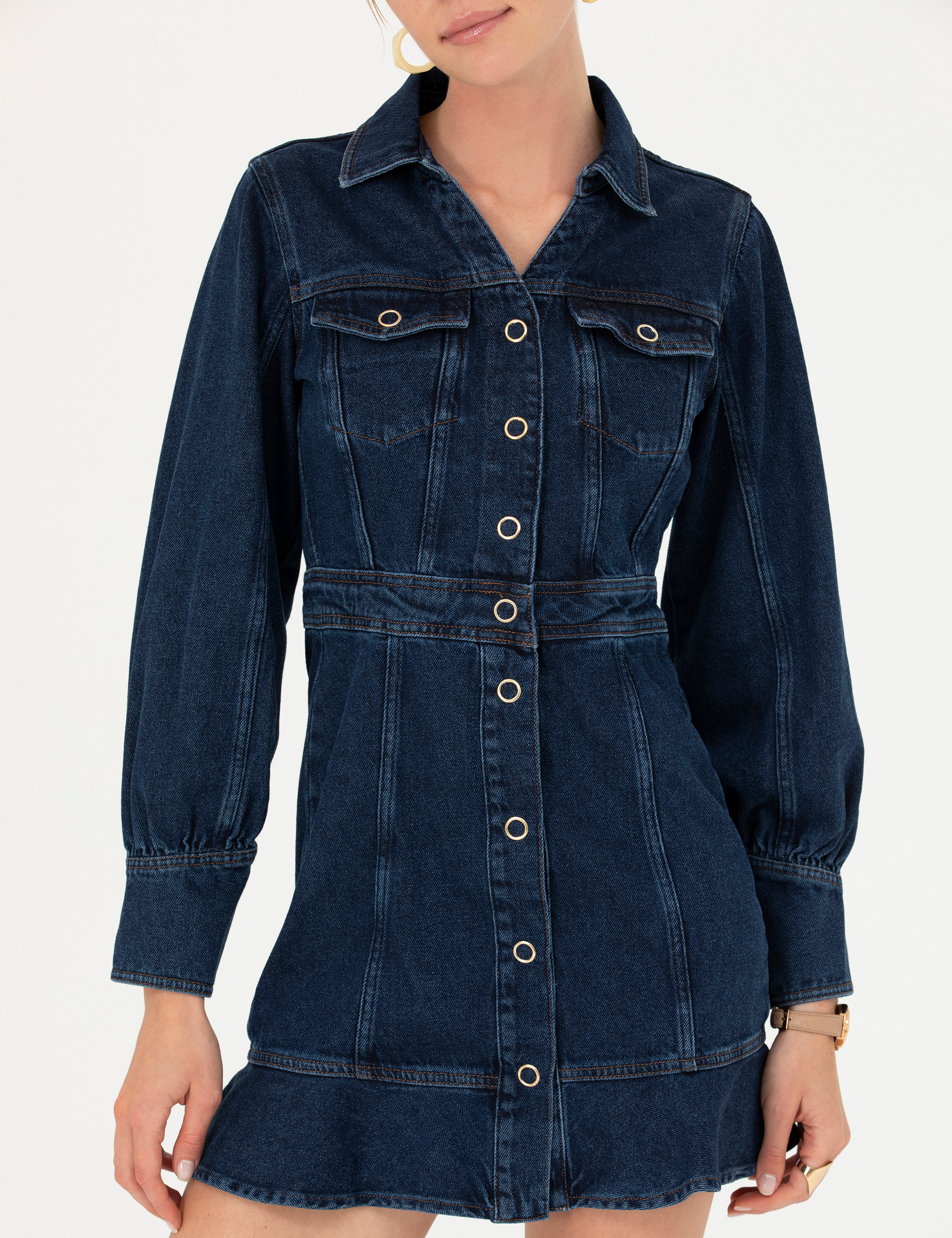 Koyu İndigo Slim Fit Jean Elbise